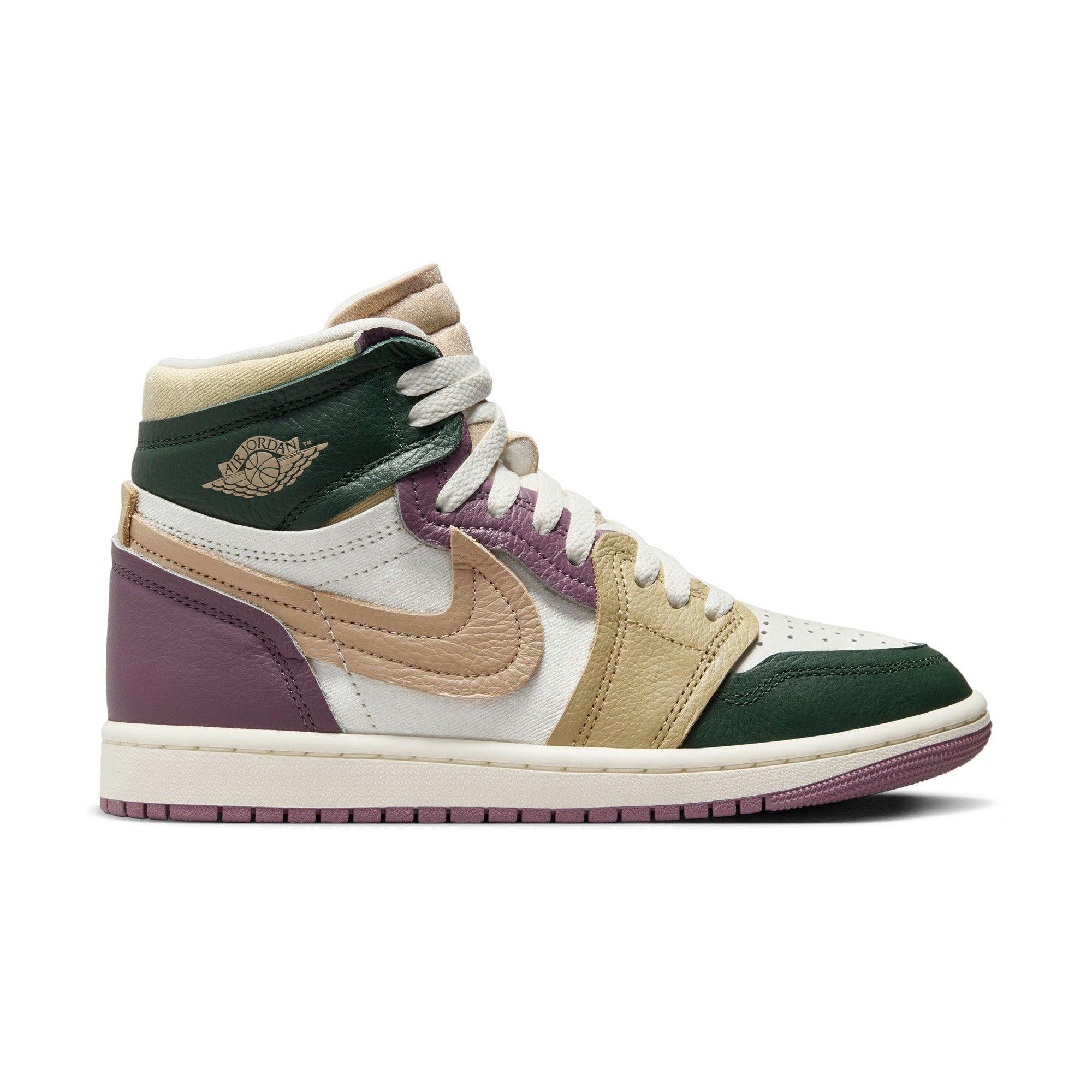 Jordan 1 High Method of Make "Galactic Jade/Desert/Sail/Sky J Mauve" Women's Shoe - GREEN/TAN Thumbnail View 1