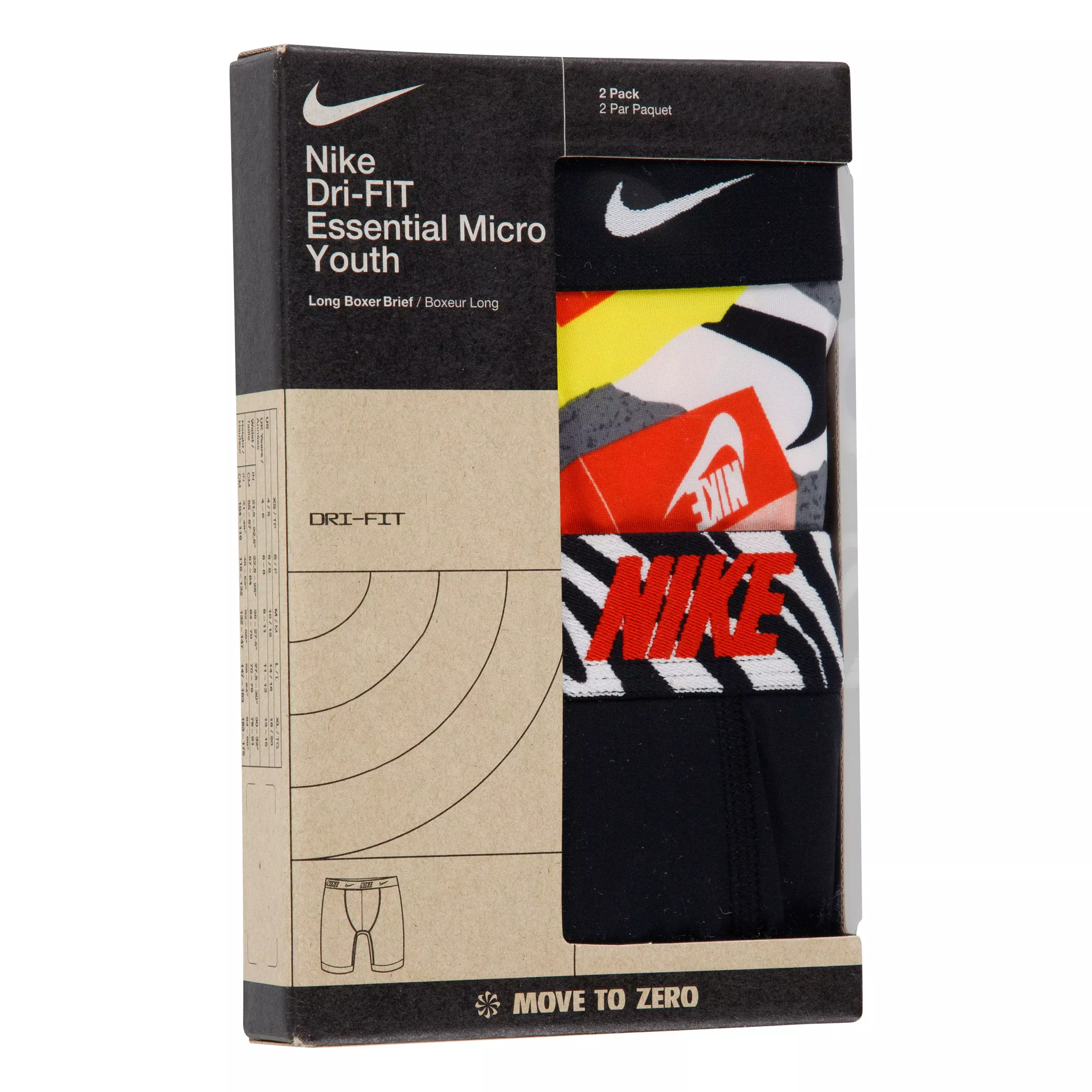 Nike Big Boys' Dri-FIT Printed Underwear-2PK - WHITE