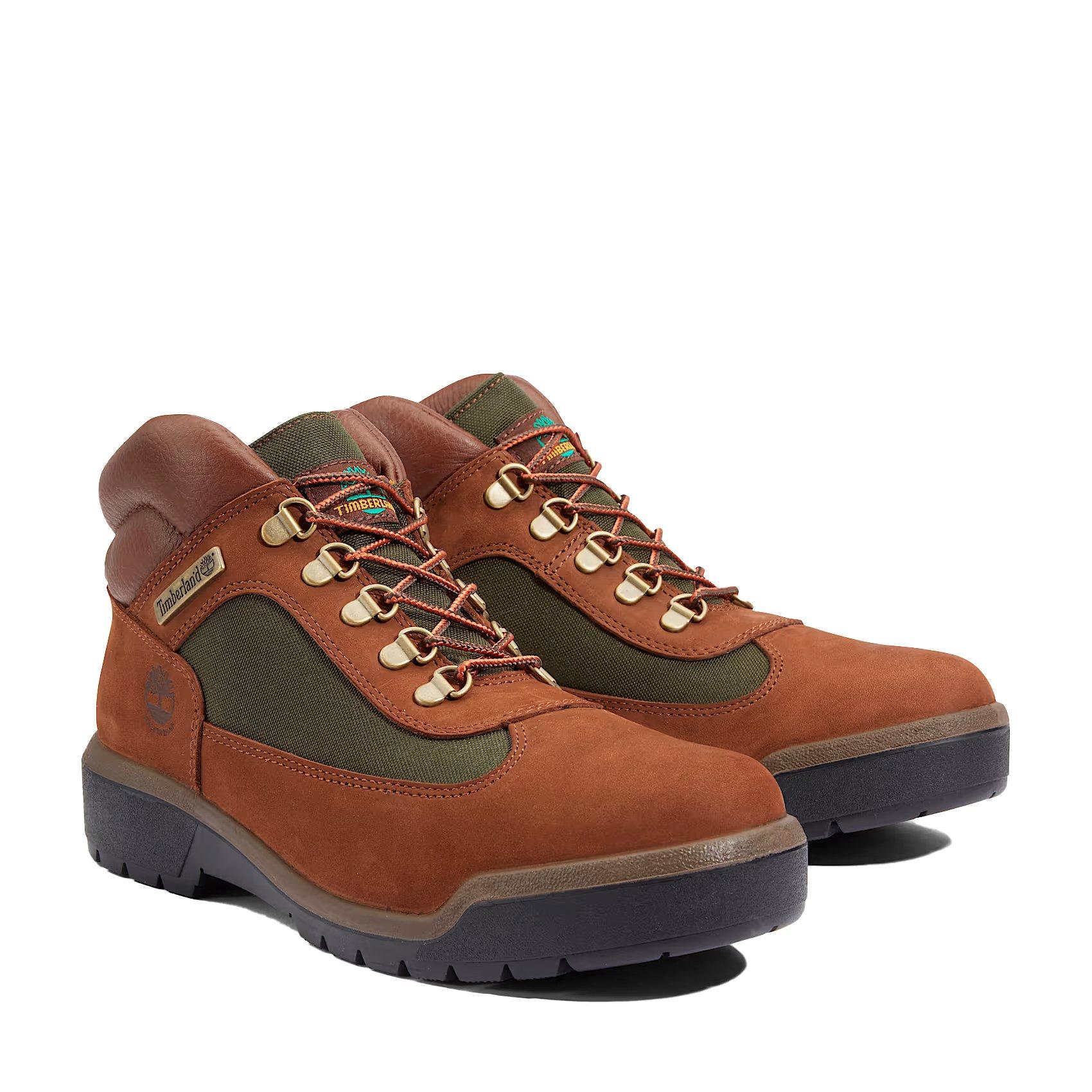 Timberland Field Mid Lace-Up "Brown/Green" Men's Waterproof Boot - BROWN/GREEN Thumbnail View 3
