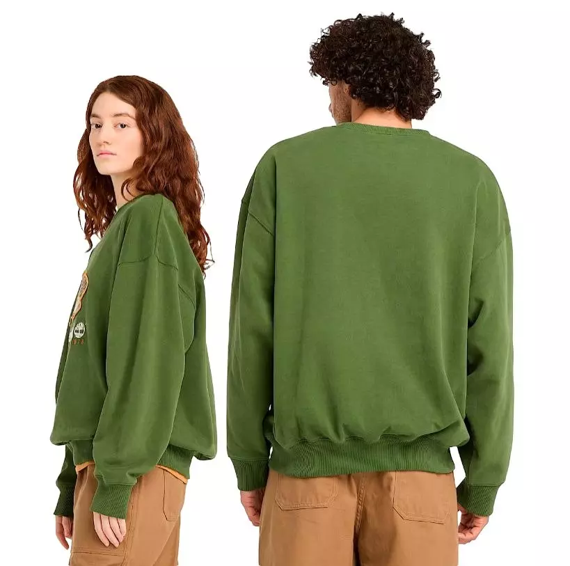 Timberland Men's Box Fit Badge Crew Sweatshirt - Dark Green - DK GREEN