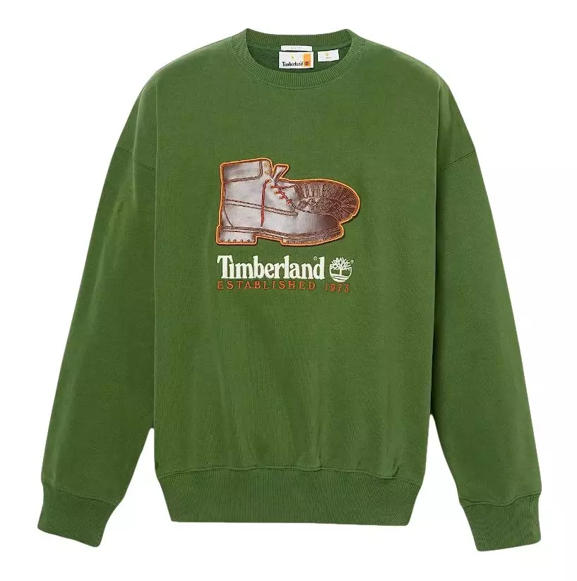 Timberland Men's Box Fit Badge Crew Sweatshirt - Dark Green - DK GREEN