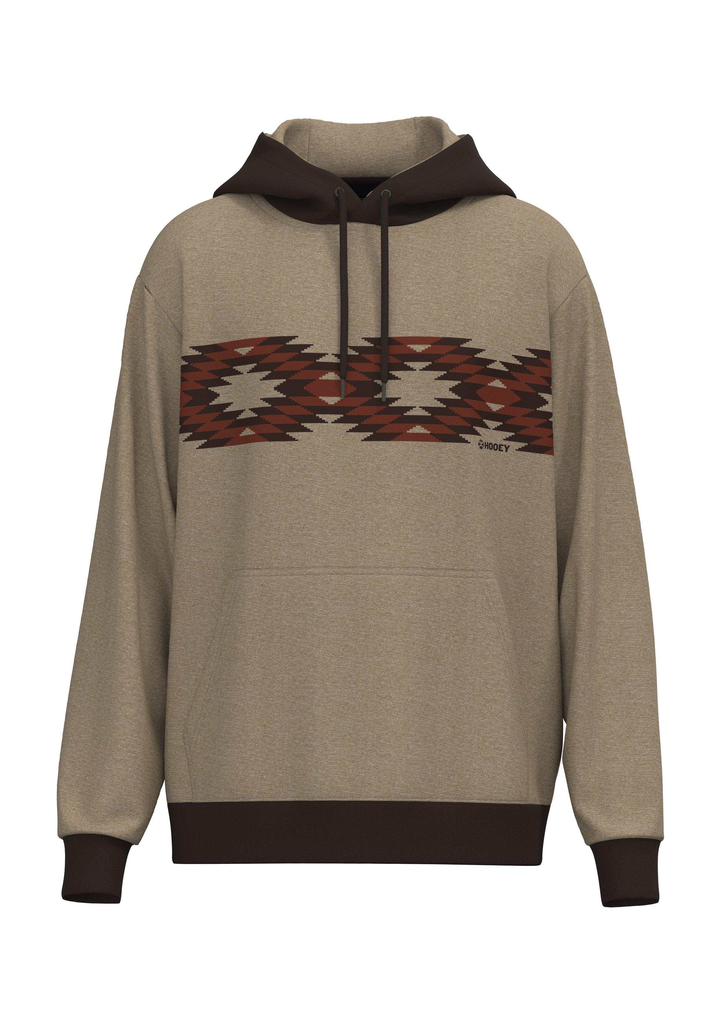 Hooey Men's Polar Aztec Fleece Hoodie - Tan/Red - TAN Thumbnail View 1
