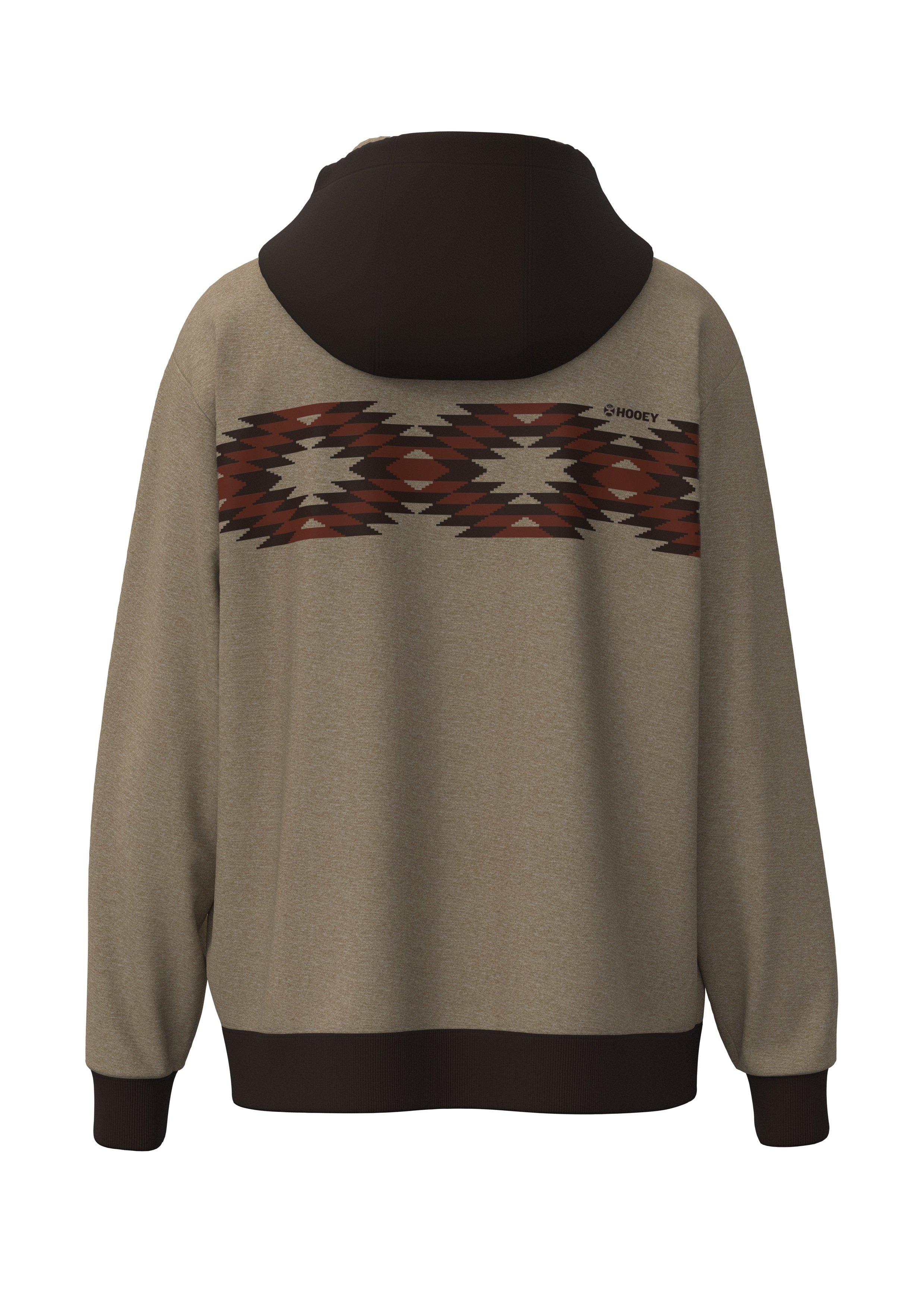 Hooey Men's Polar Aztec Fleece Hoodie - Tan/Red - TAN Thumbnail View 2