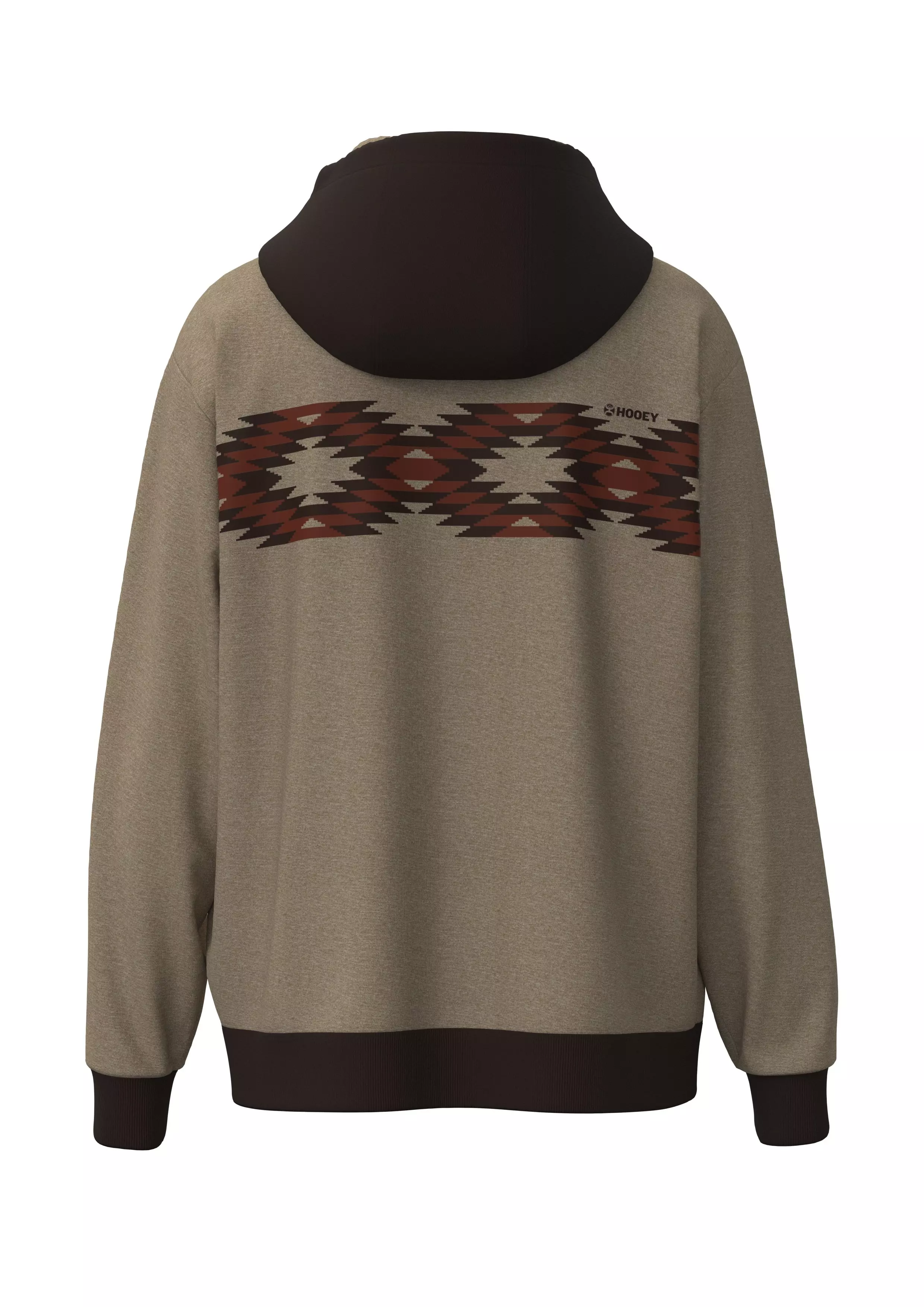 Hooey Men's Polar Aztec Fleece Hoodie - Tan/Red - TAN