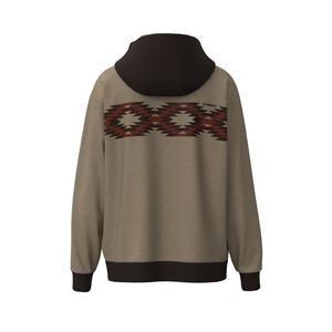 Hooey Men's Polar Aztec Fleece Hoodie - Tan/Red
