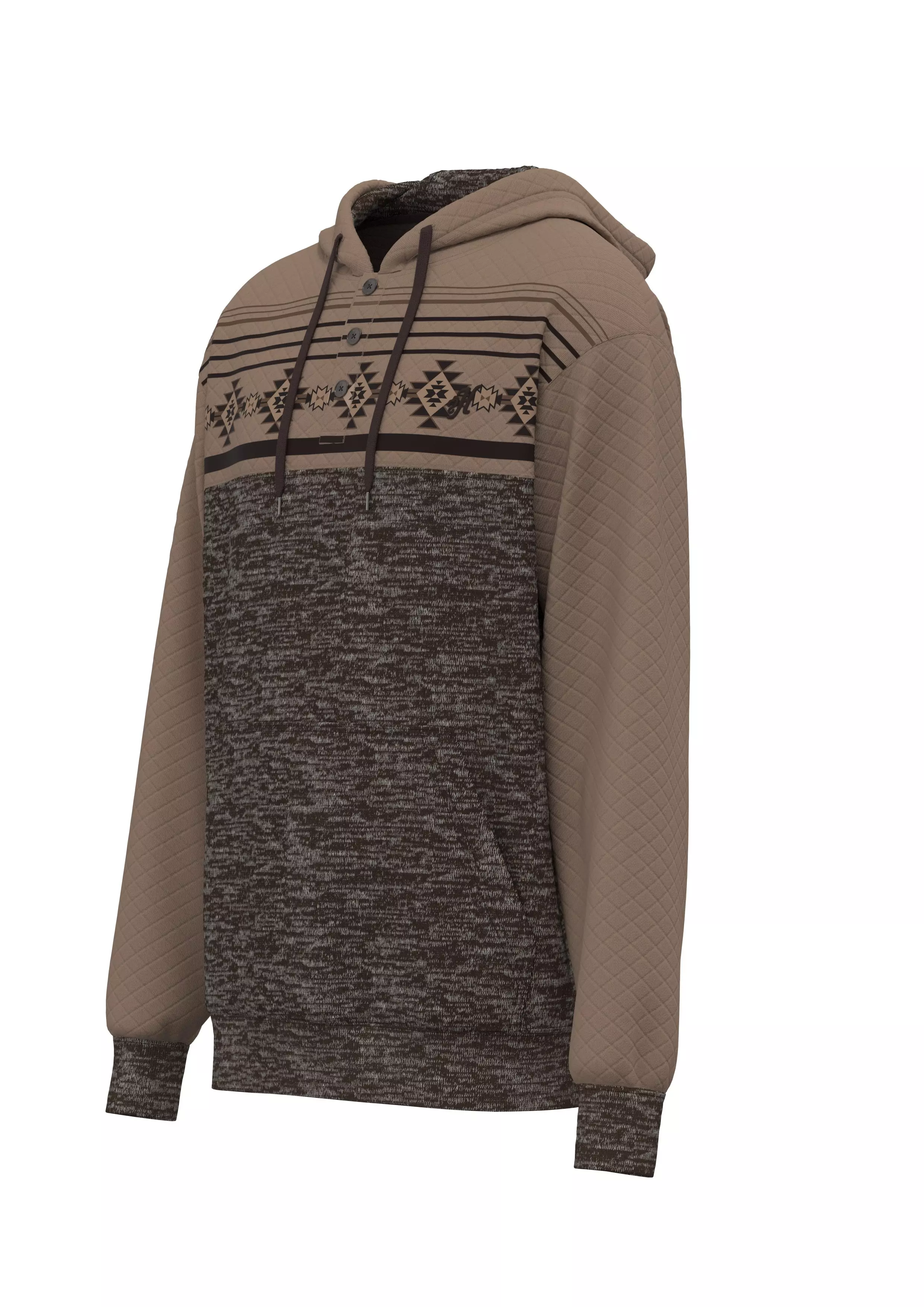 Hooey Men's Jimmy Aztec Hoodie - Brown - BLACK