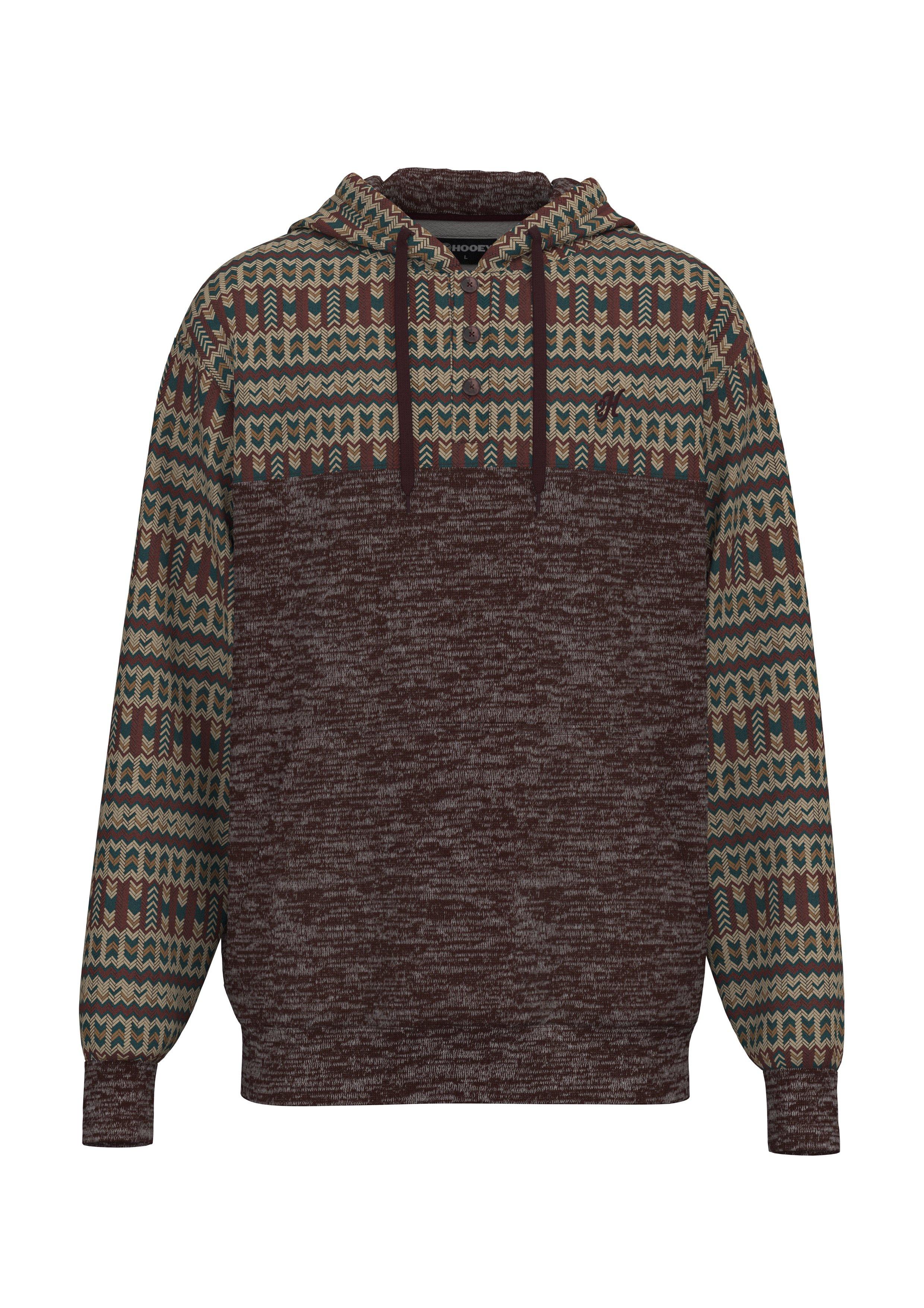 Hooey Men's Jimmy Aztec Hoodie - Maroon - MAROON Thumbnail View 1