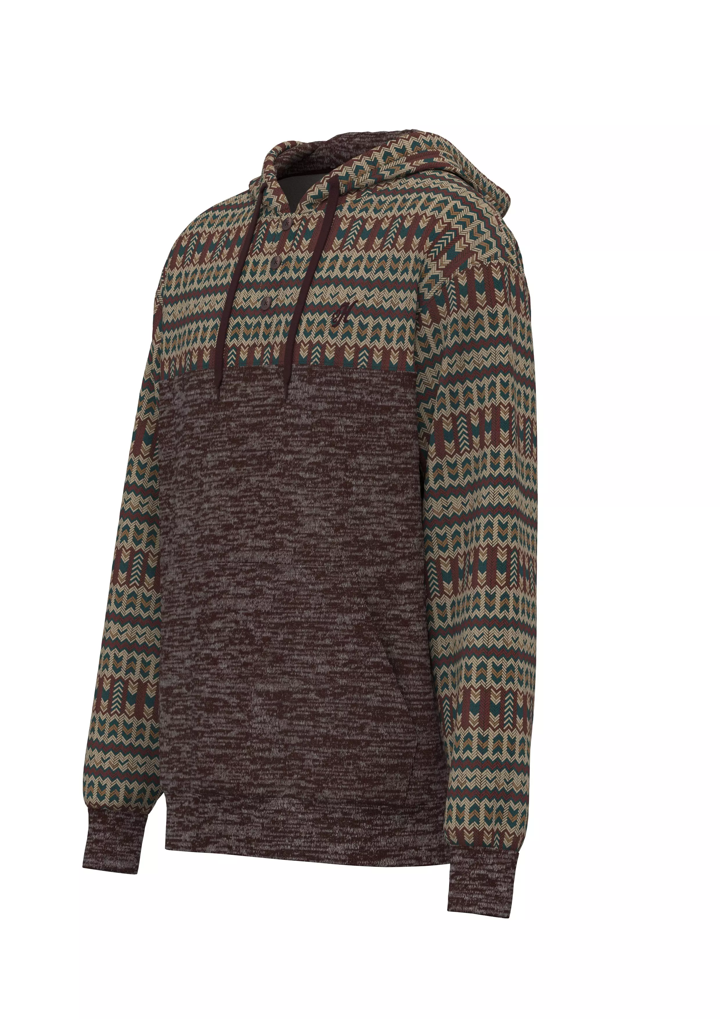 Hooey Men's Jimmy Aztec Hoodie - Maroon - MAROON