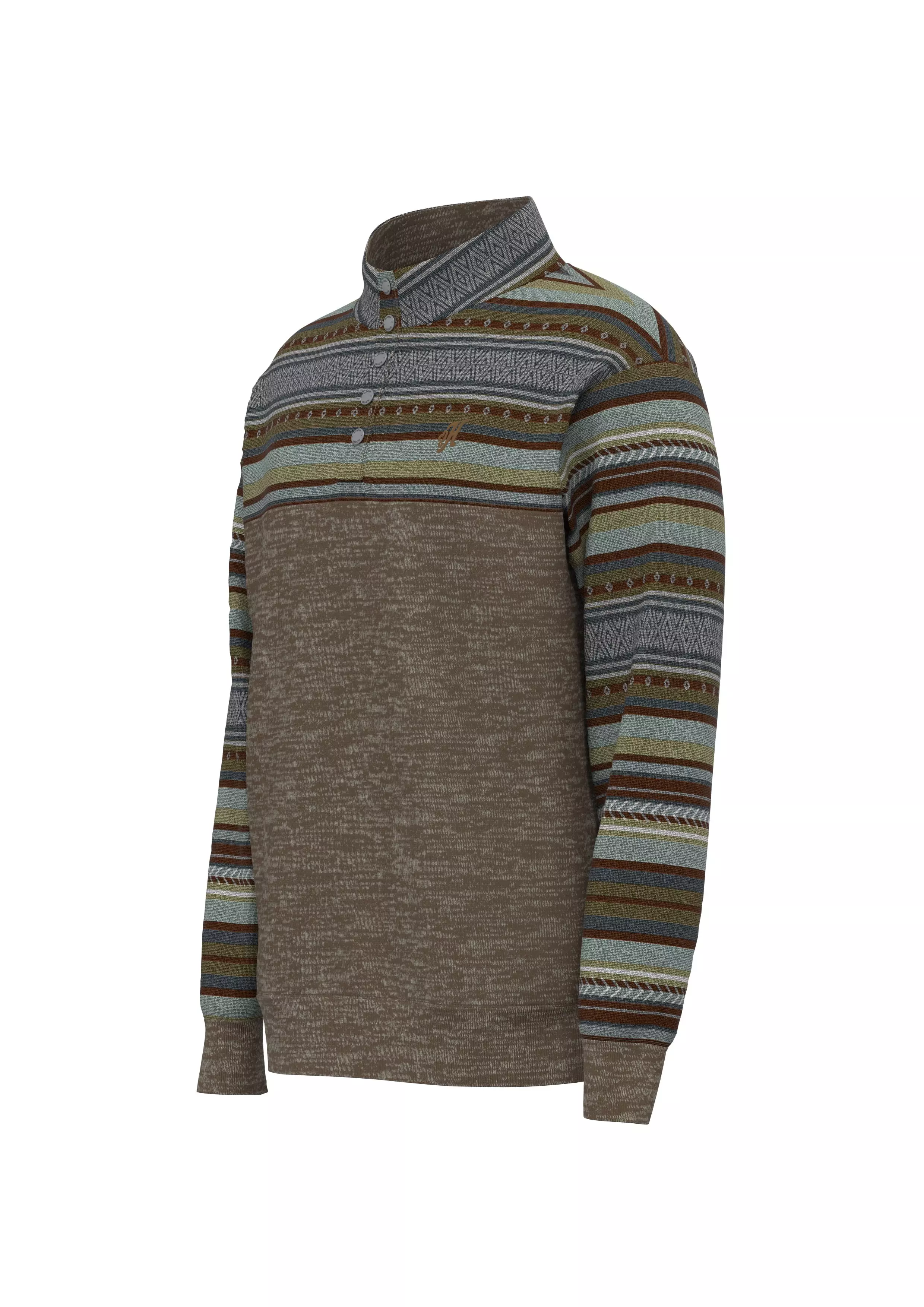 Hooey Men's Stevie Aztec Pullover - Green - BROWN