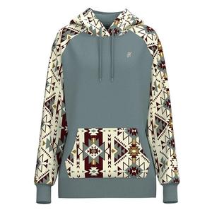 Hooey Women's Block Printed Aztec Hoodie - Blue