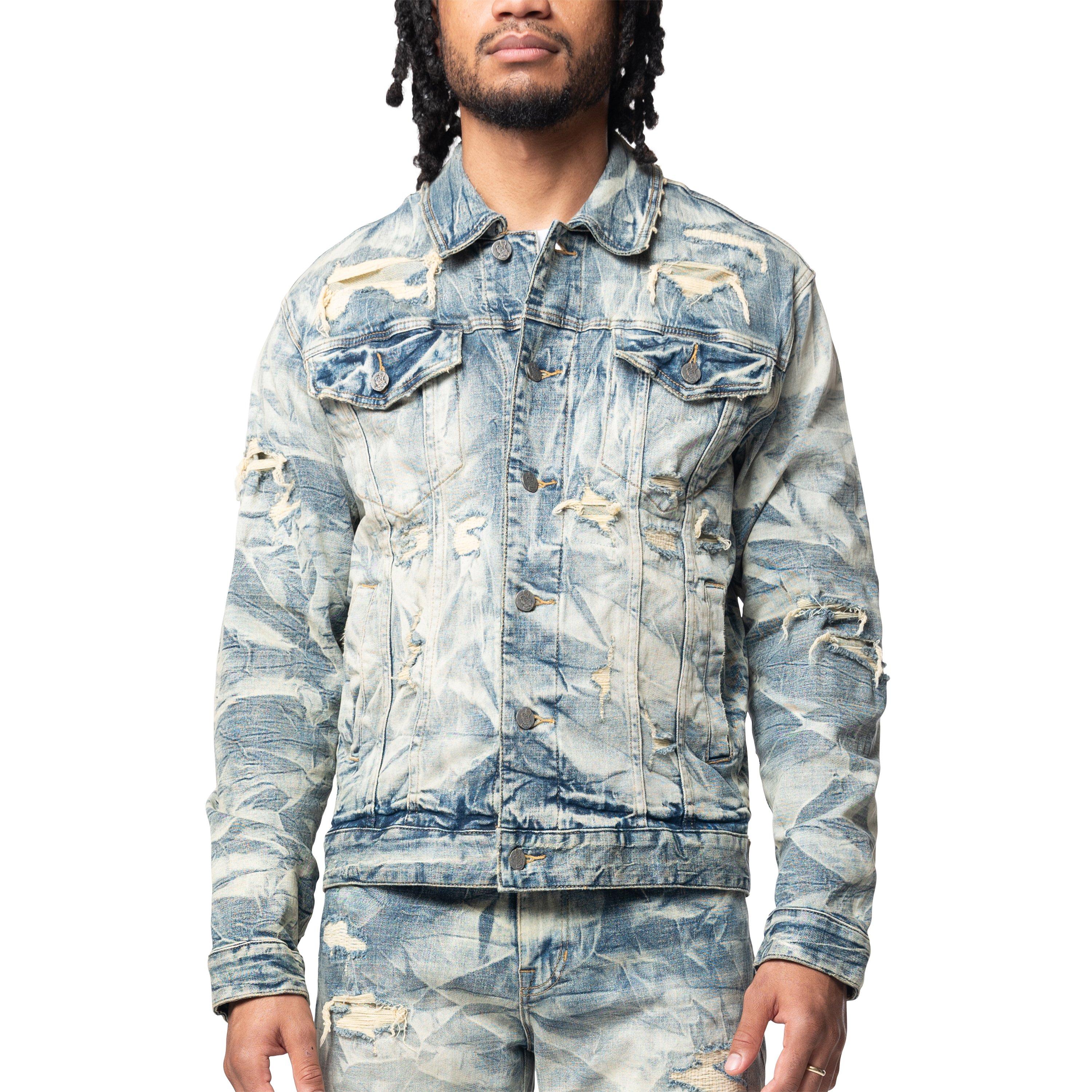 Grindhouse Lightning Effect Men's Blue Denim Jacket