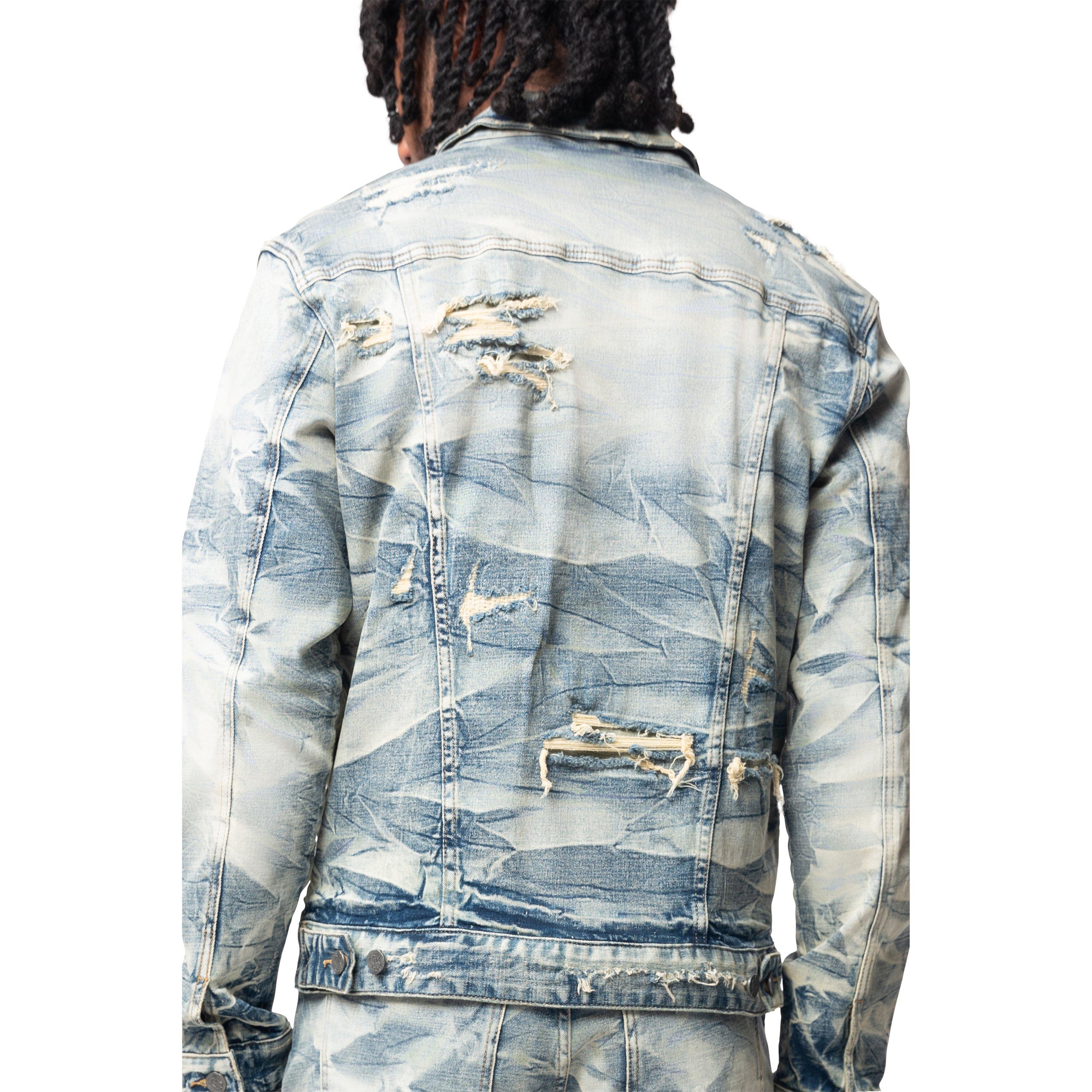 Grindhouse Lightning Effect Men's Blue Denim Jacket