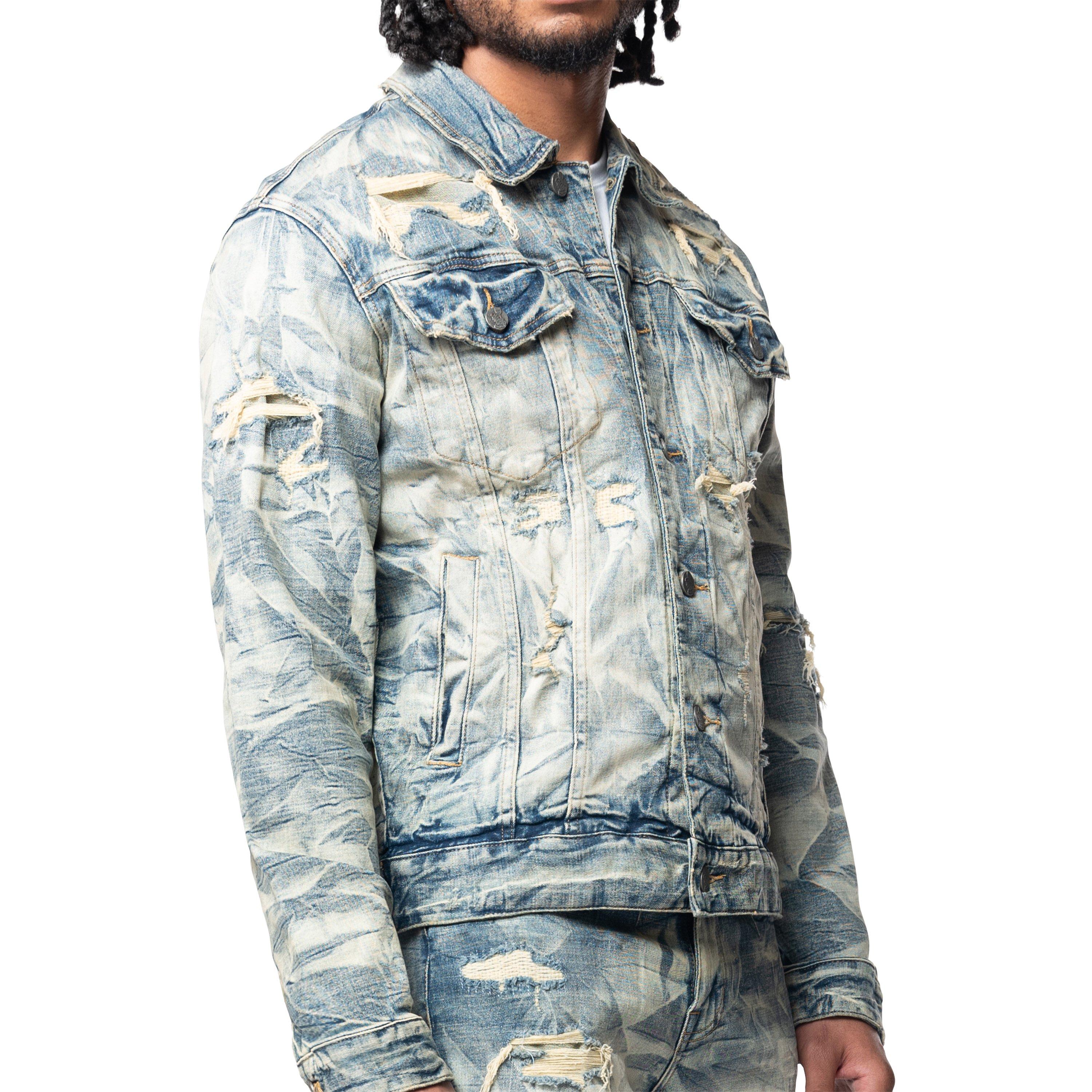 Grindhouse Lightning Effect Men's Blue Denim Jacket