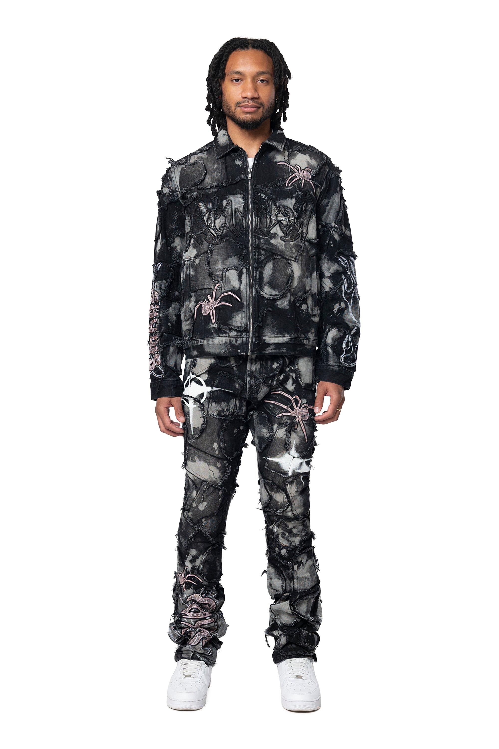 Grindhouse Patchwork Men's Nickel Black Denim Jacket