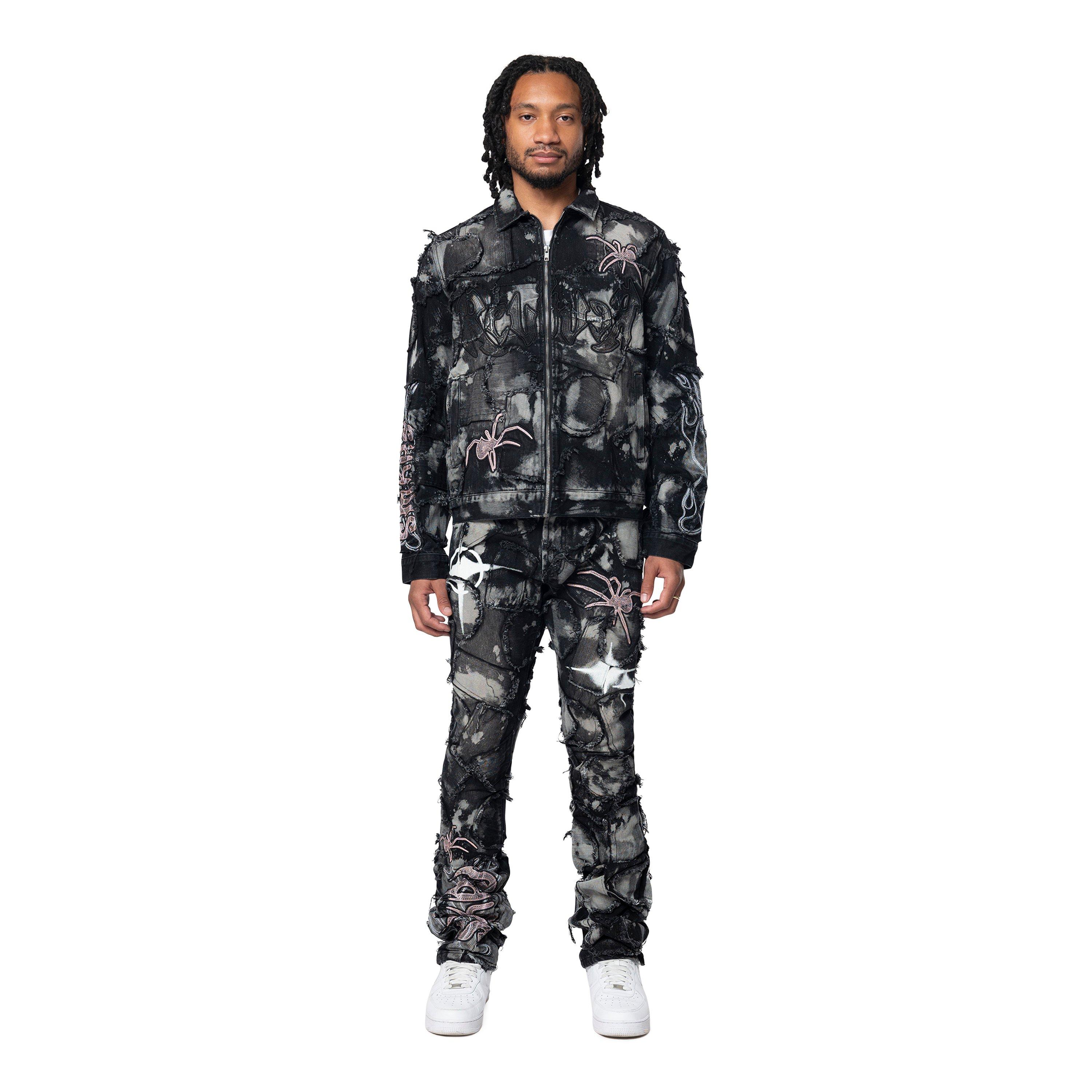 Grindhouse Patchwork Men's Nickel Black Denim Jacket