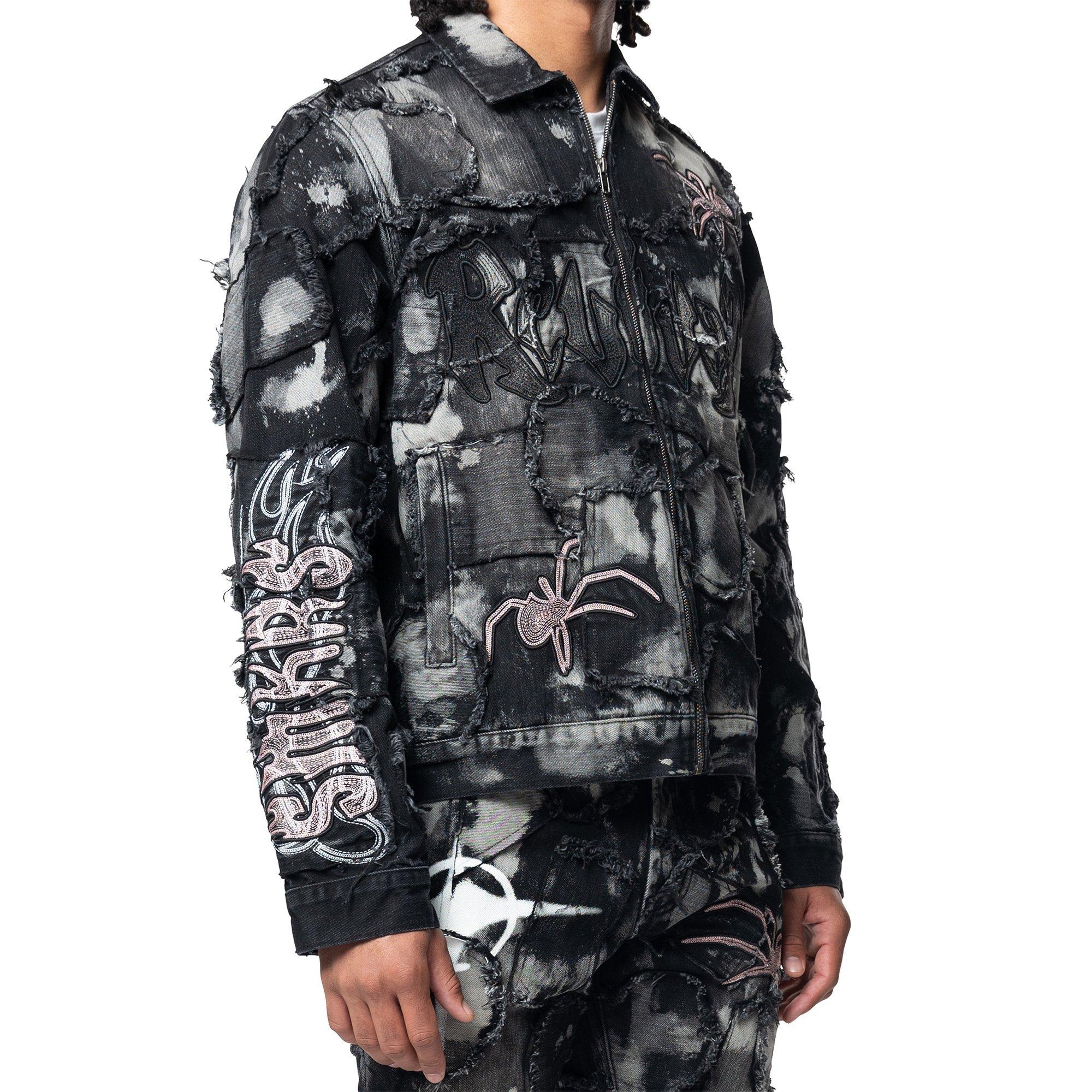 Grindhouse Patchwork Men's Nickel Black Denim Jacket