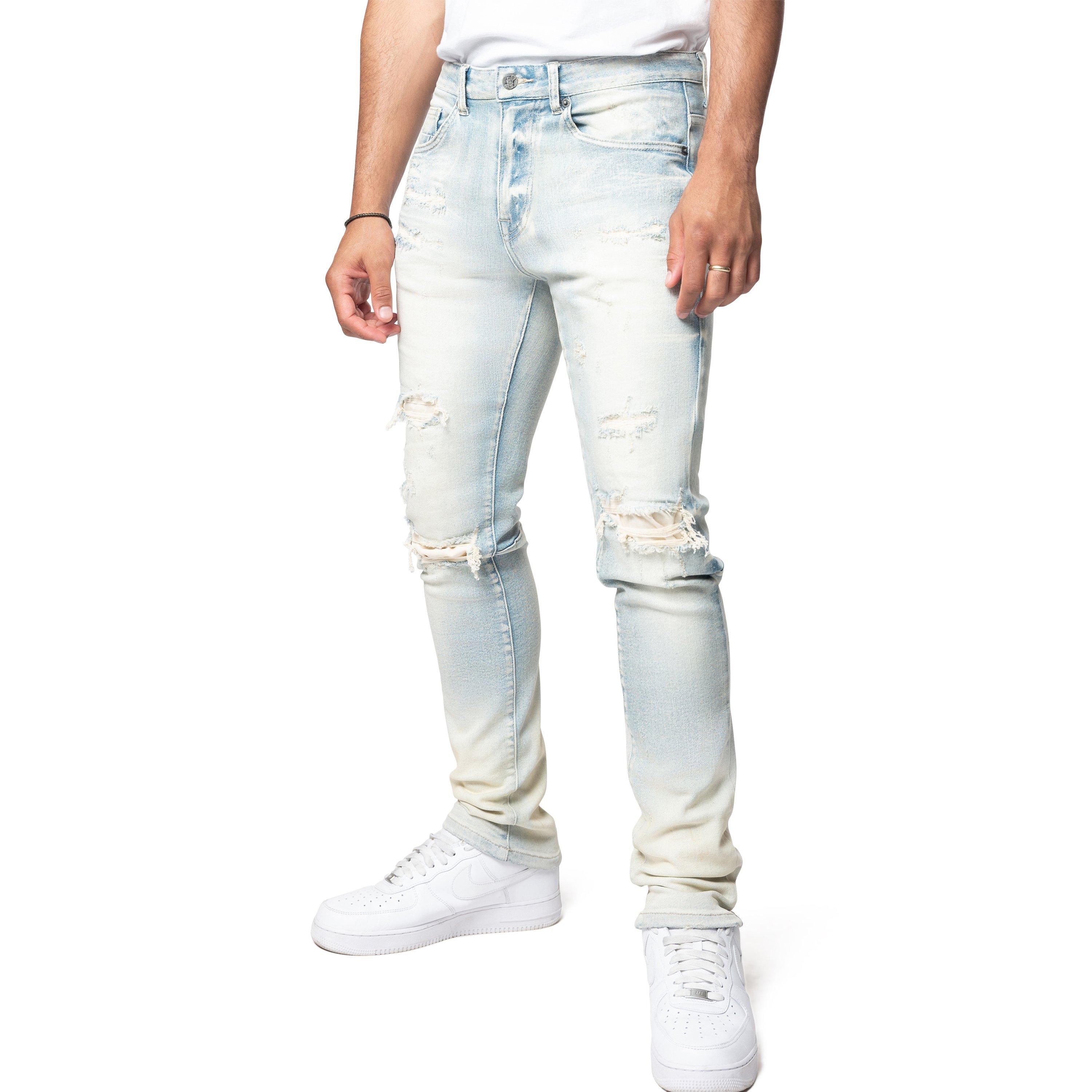 Grindhouse Rip N Tear Slim Fit Men's Ombre Blue Jeans