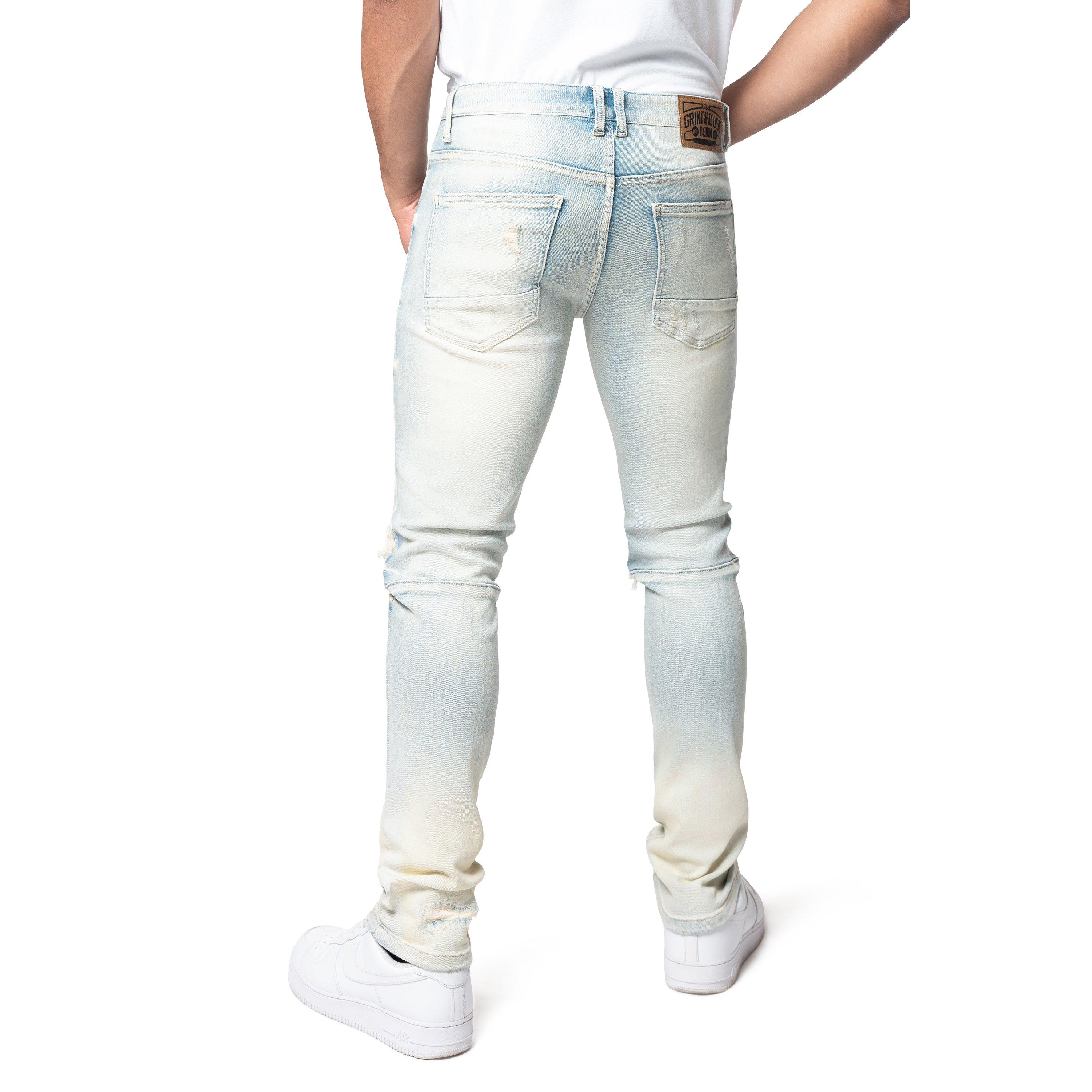 Grindhouse Rip N Tear Slim Fit Men's Ombre Blue Jeans