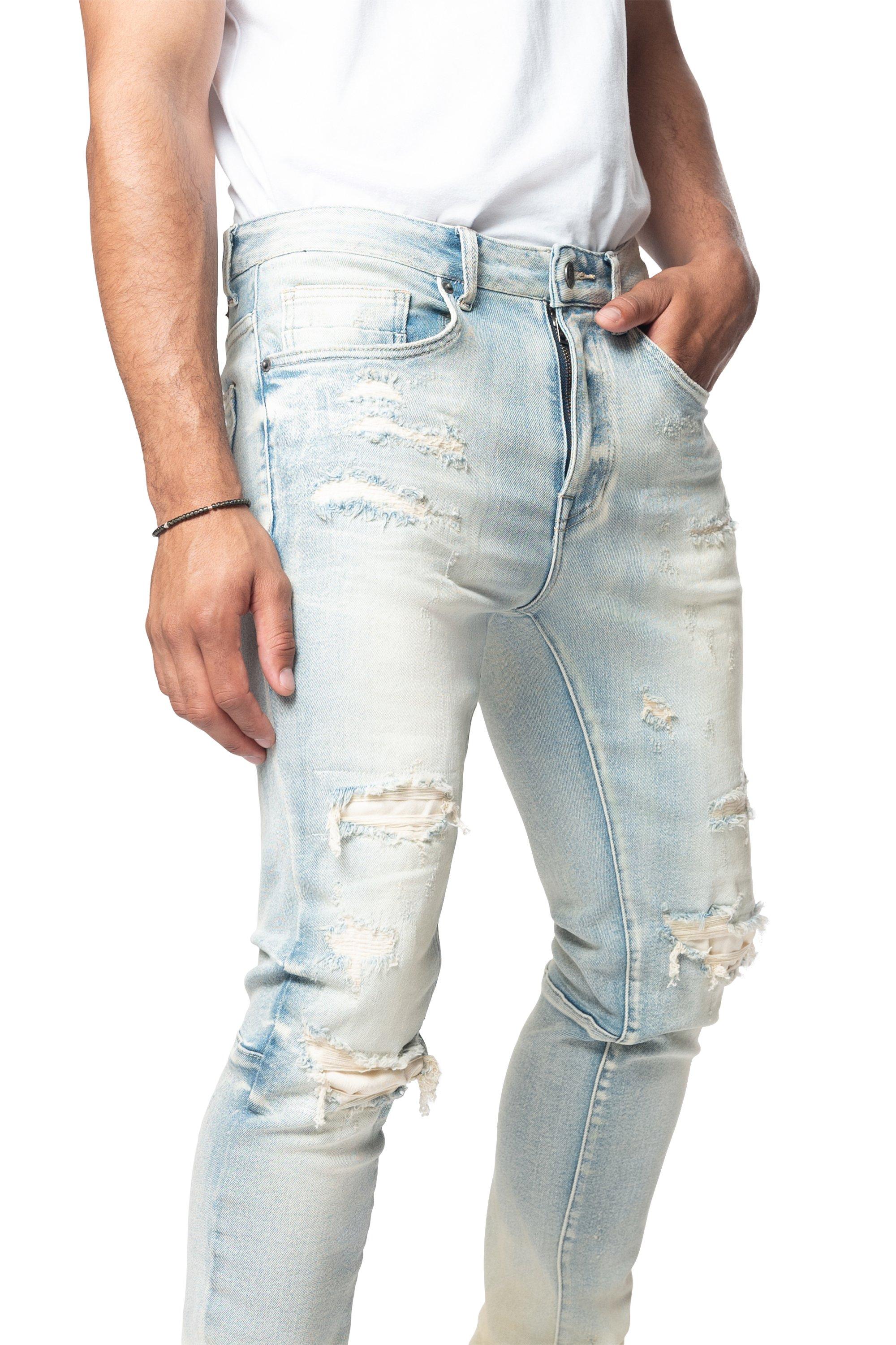 Grindhouse Rip N Tear Slim Fit Men's Ombre Blue Jeans