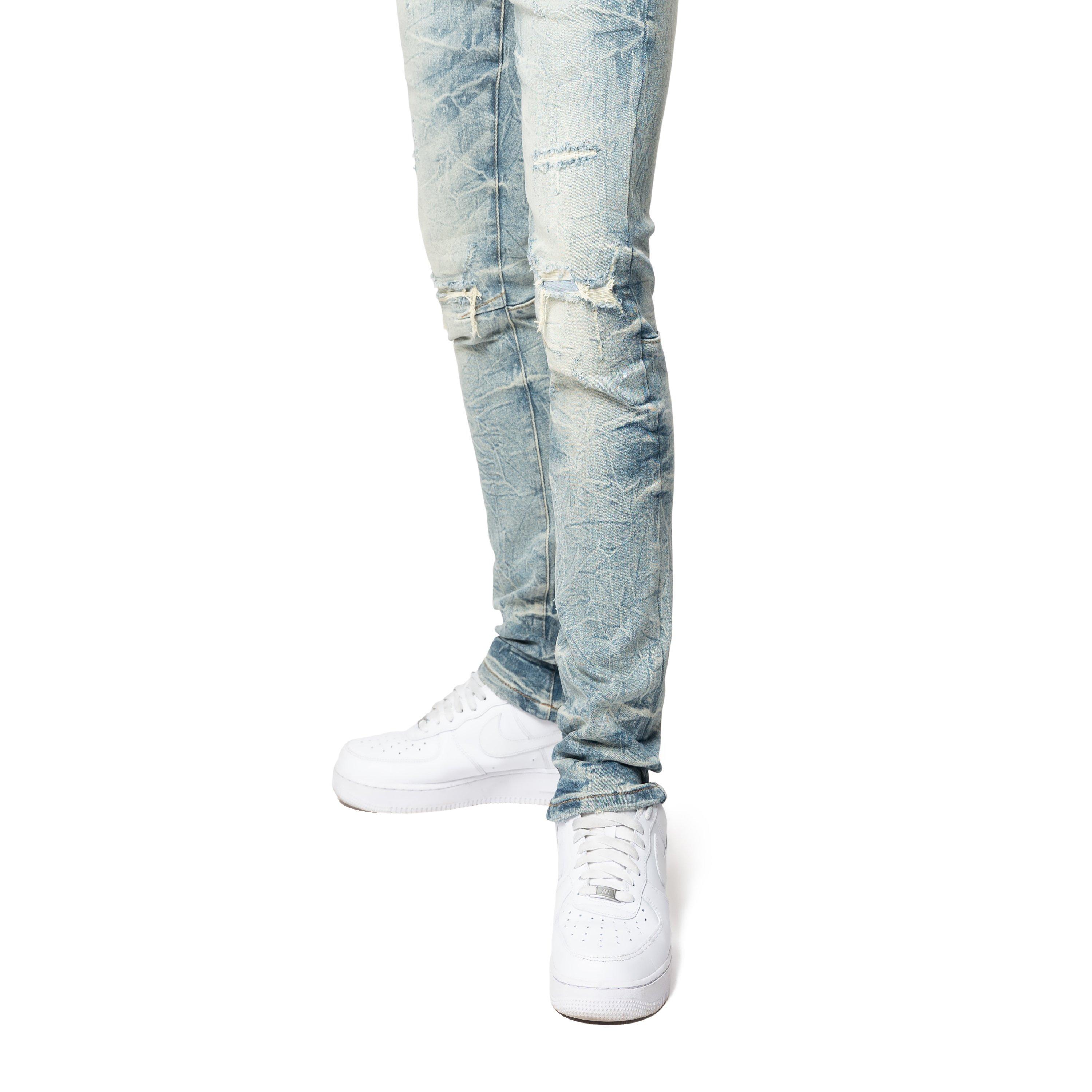 Grindhouse Lightning Effect Men's Mechanic Blue Jeans