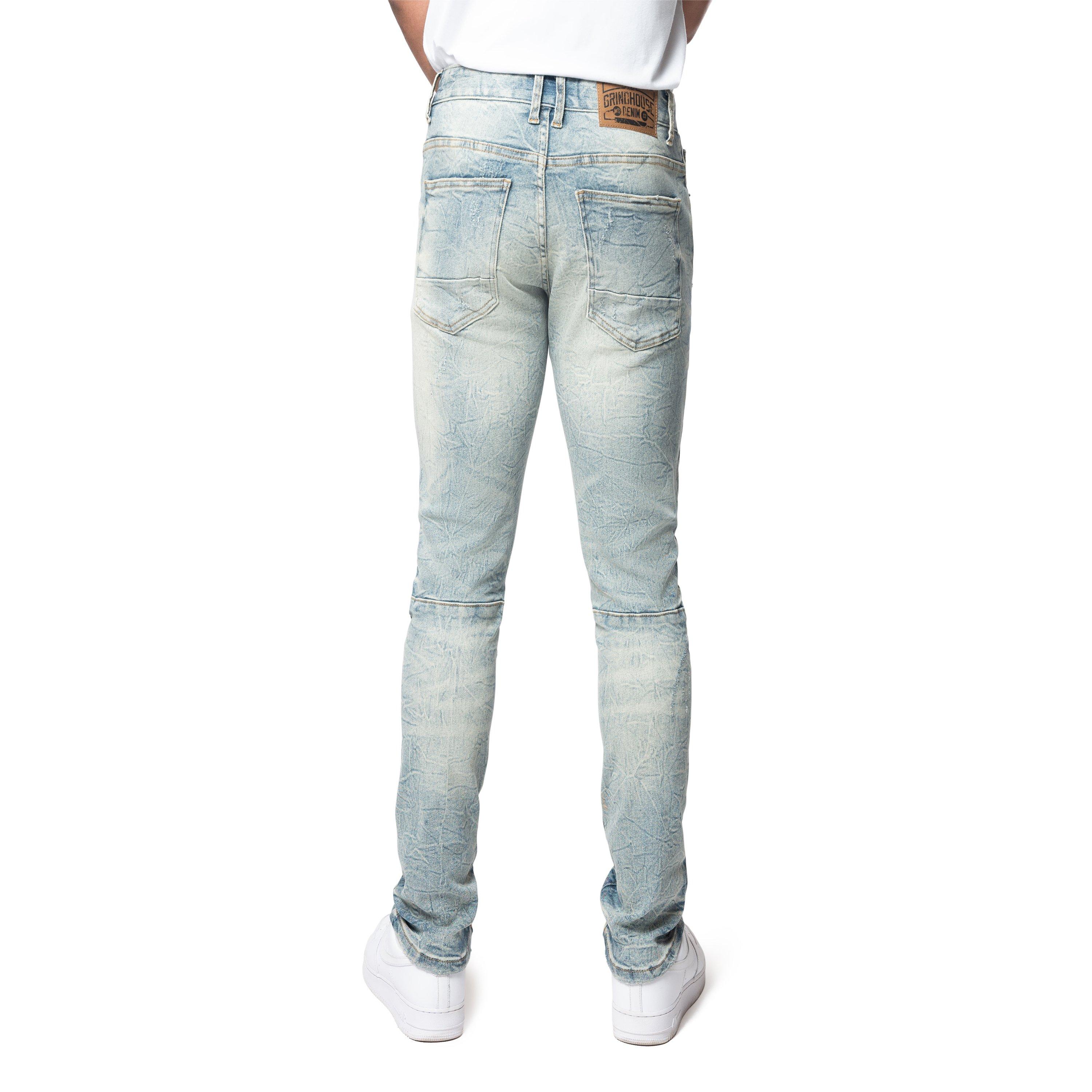 Grindhouse Lightning Effect Men's Mechanic Blue Jeans