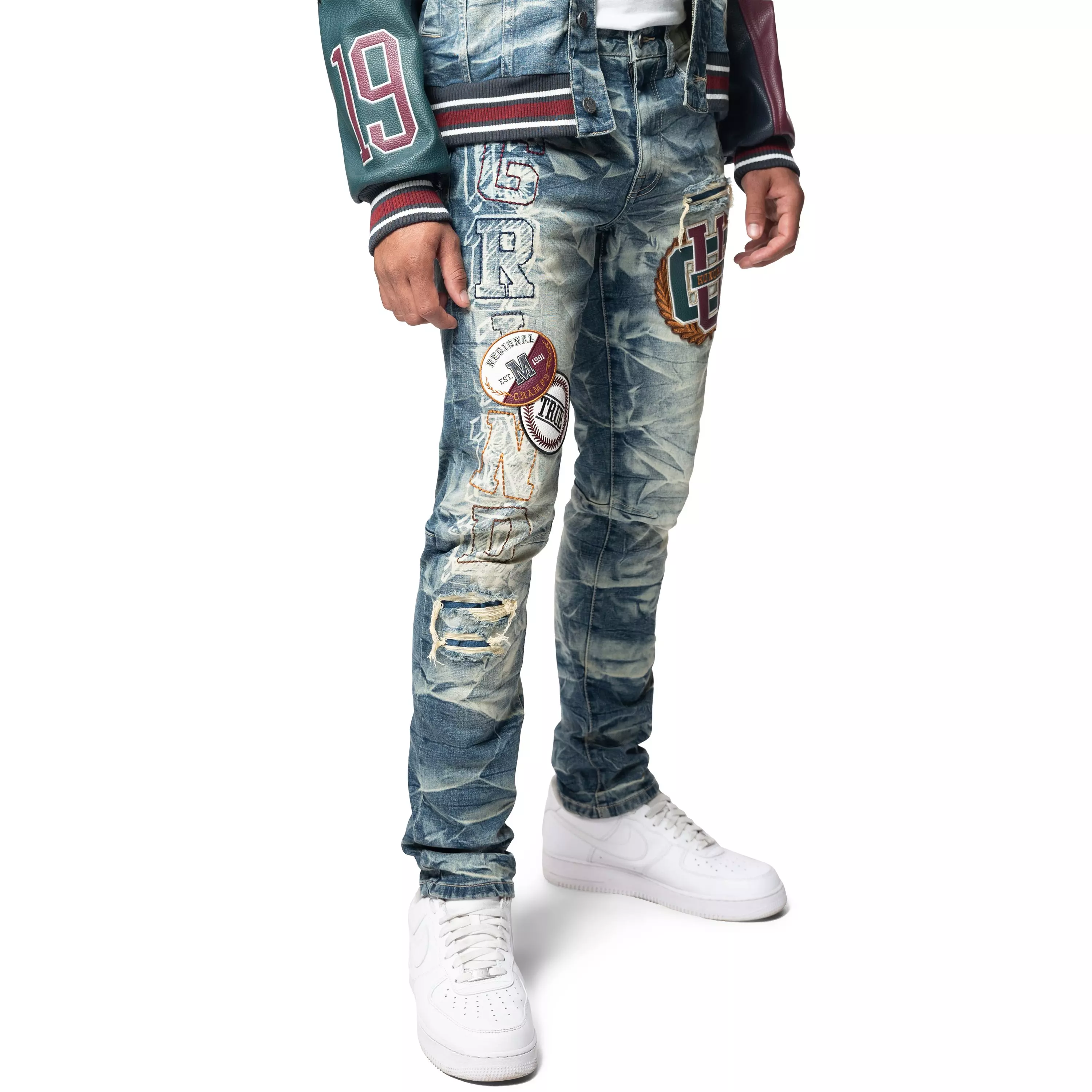 Grindhouse Men's Varsity Slim Fit Jeans - Alley Blue - BLUE