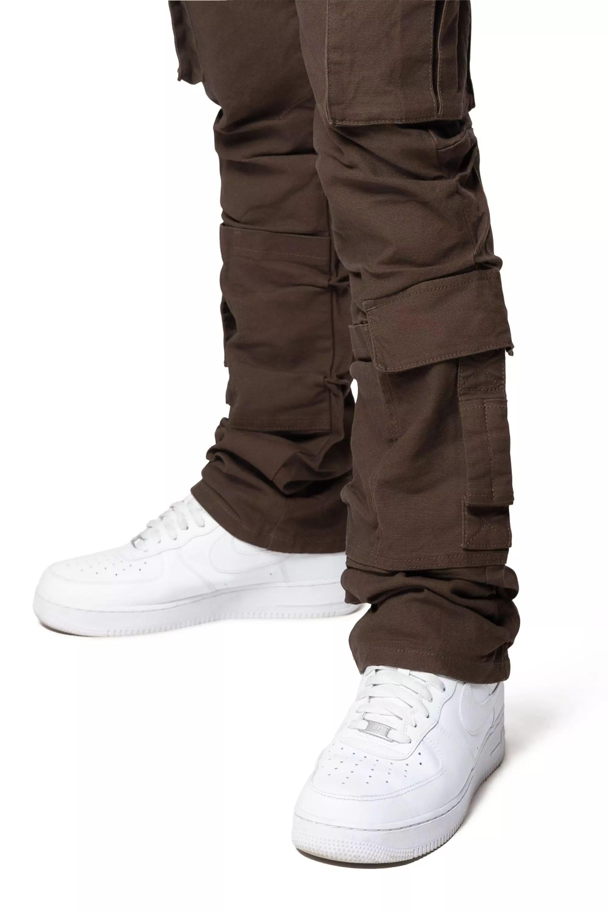 Grindhouse Men's Cargo Straight Fit Denim Jeans With Loops - Brown - BROWN