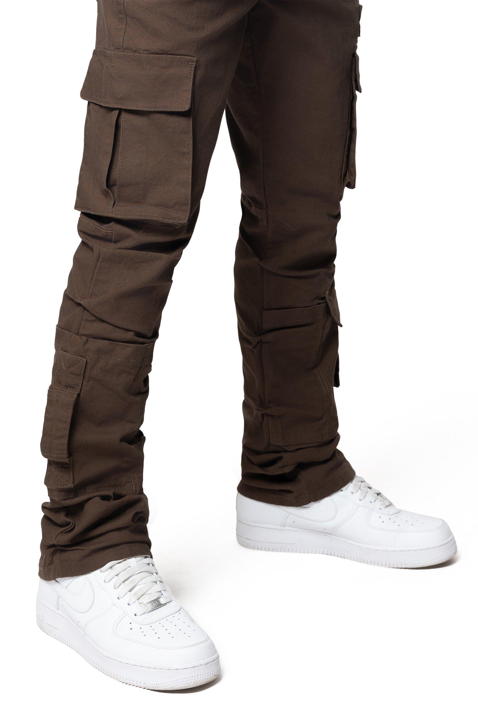 Grindhouse Cargo Straight Fit Men's Brown Denim Jeans With Loops