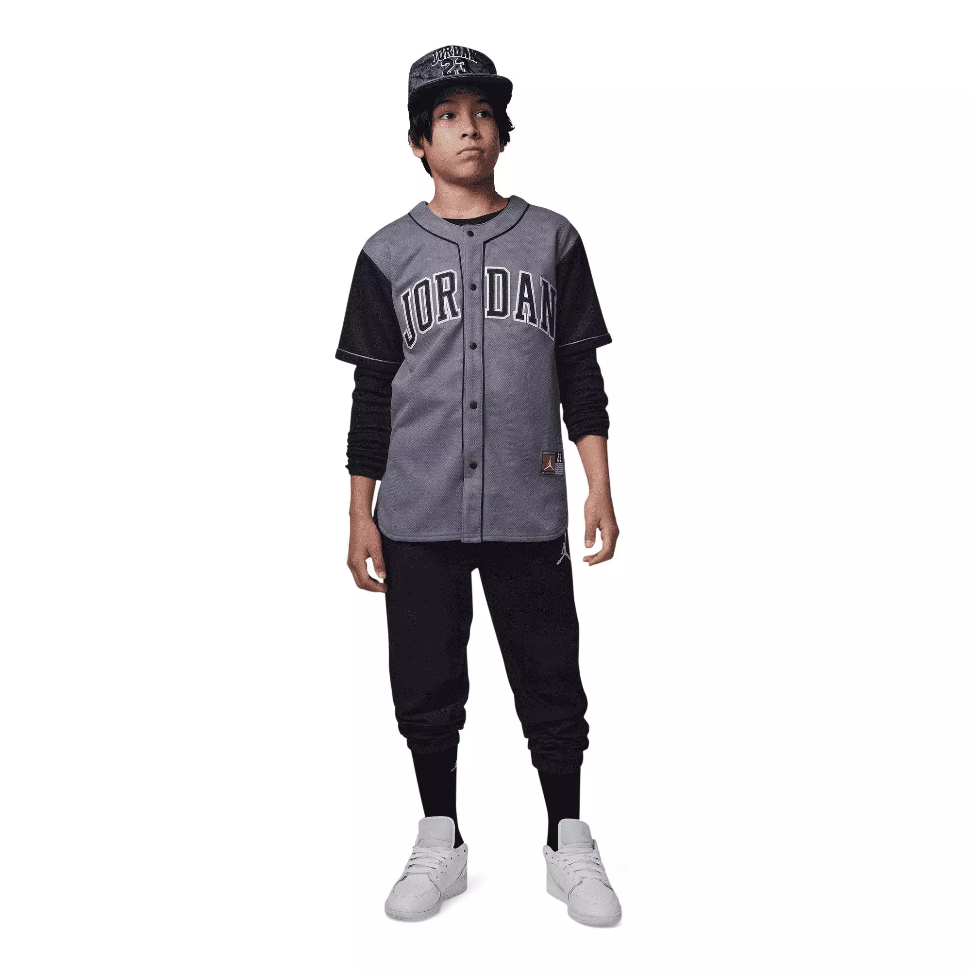 Jordan Big Boys' Baseball Jersey - Grey - GREY