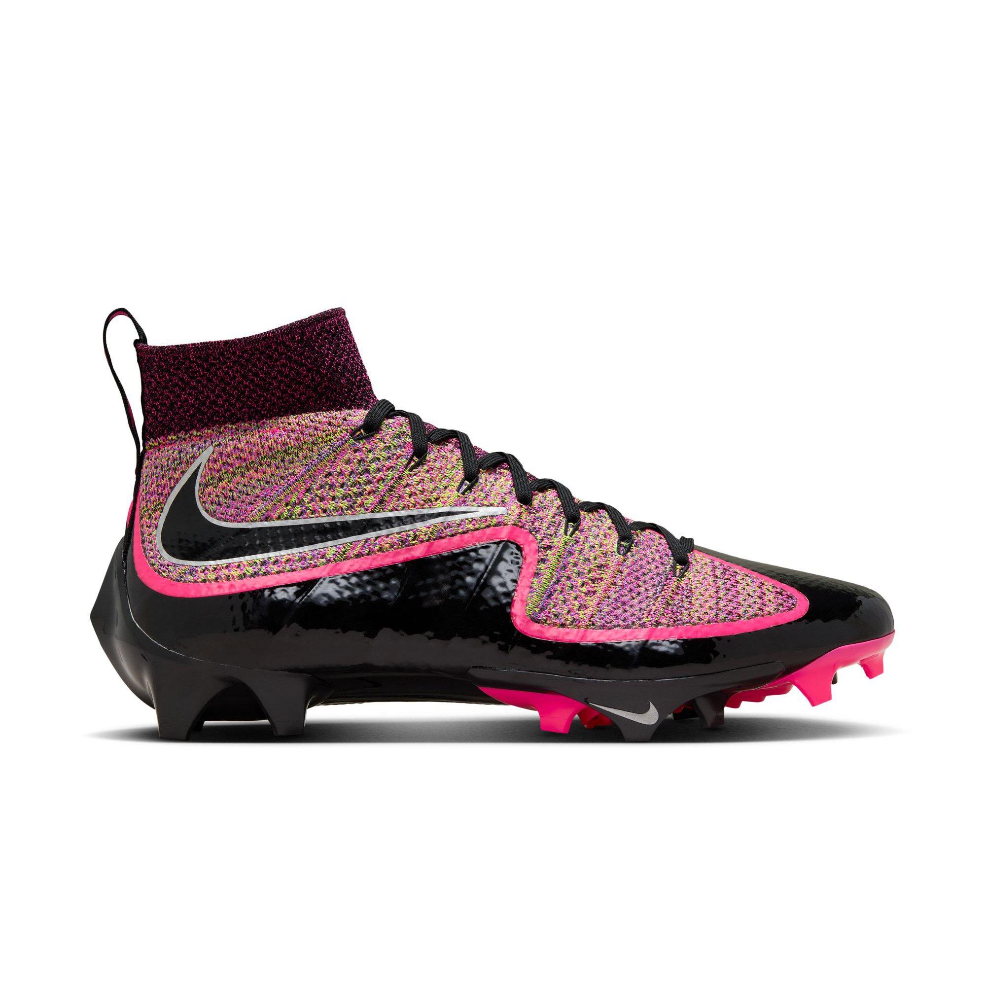 Pink and fashion black football cleats