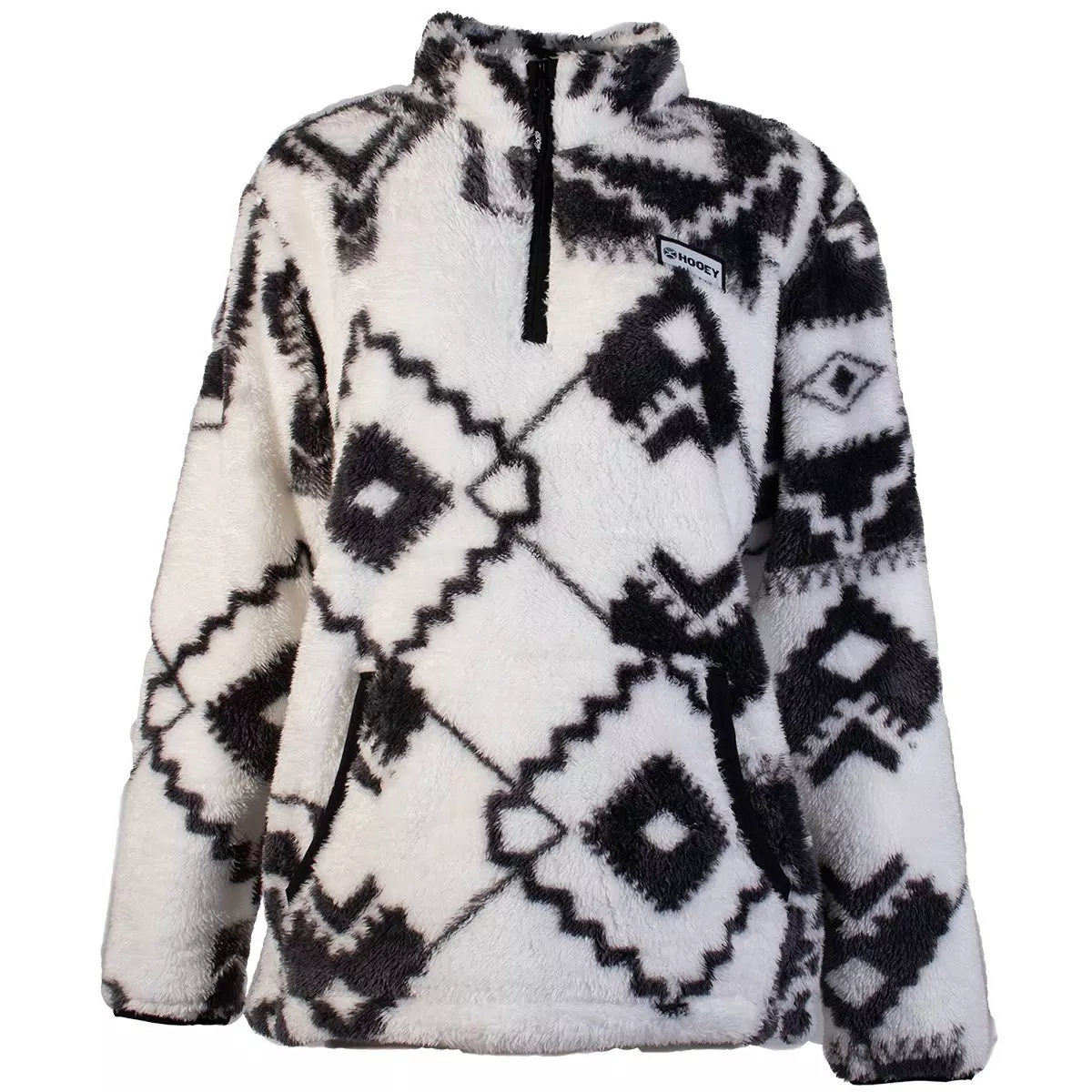 Hooey Big Girls' Fleece Pullover - White/Black - BLACK/WHITE