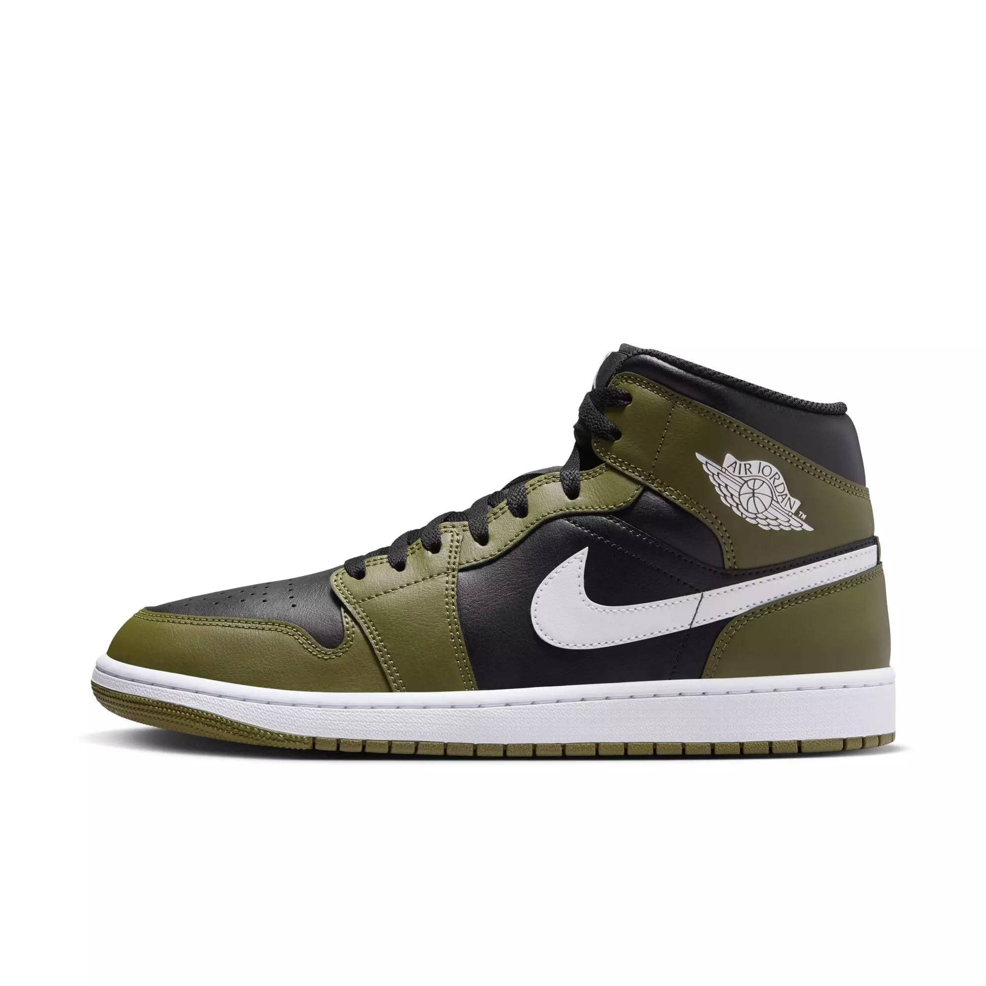 Jordan 1 Mid "Black/White/Medium Olive/Sail" Men's Shoe - BLACK/OLIVE