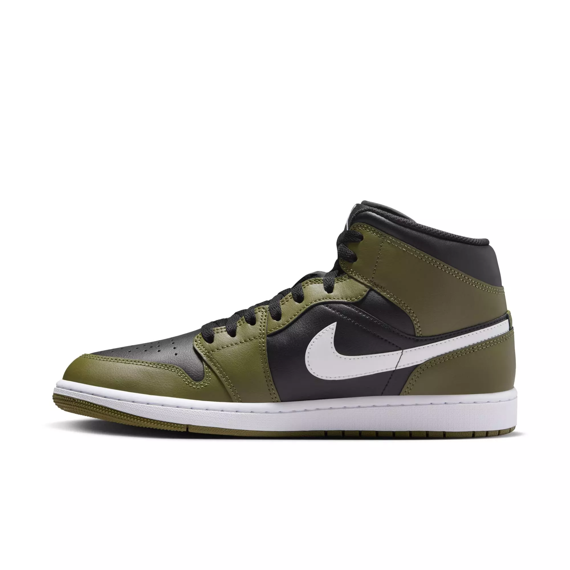 Jordan 1 Mid "Black/White/Medium Olive/Sail" Men's Shoe - BLACK/OLIVE