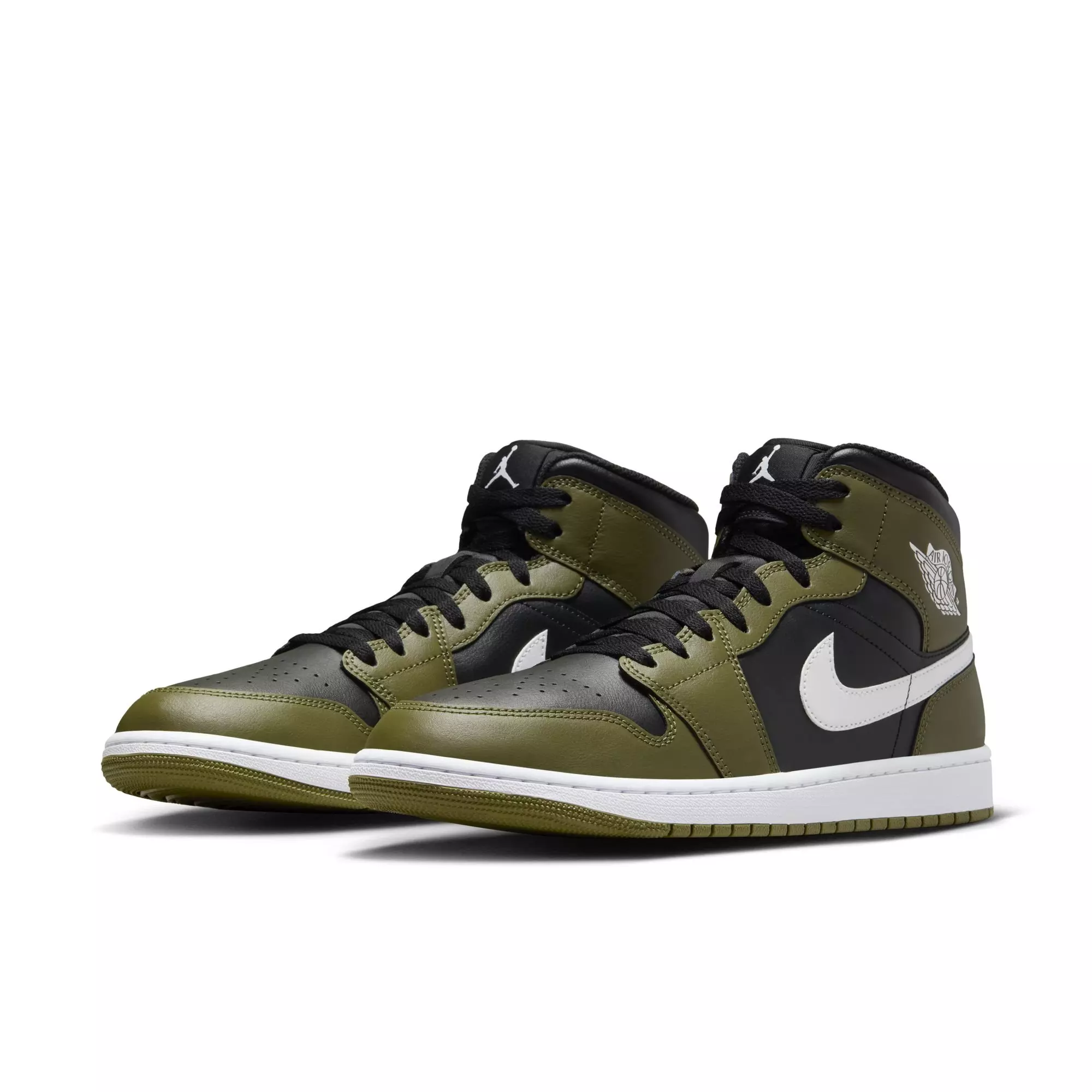 Jordan 1 Mid "Black/White/Medium Olive/Sail" Men's Shoe - BLACK/OLIVE