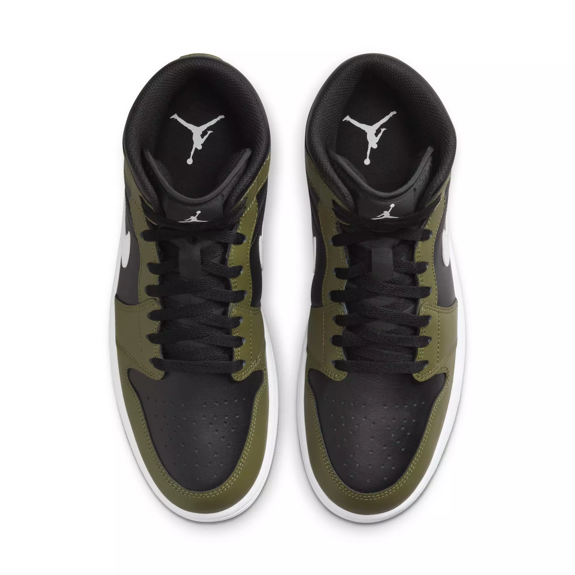 Jordan 1 Mid "Black/White/Medium Olive/Sail" Men's Shoe - BLACK/OLIVE