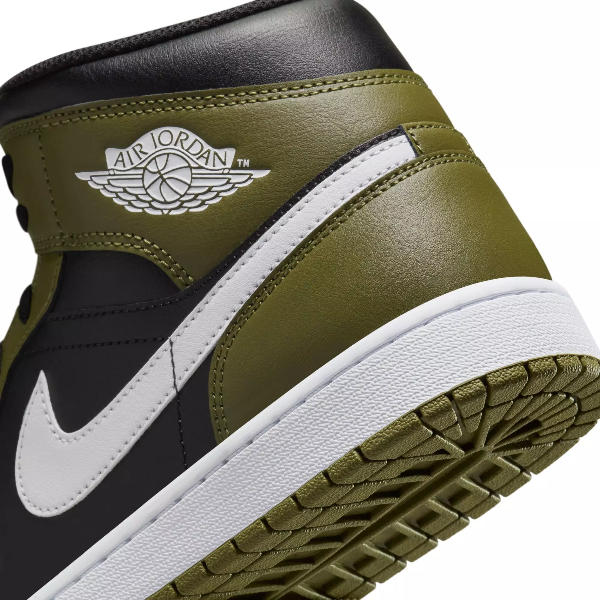 Jordan 1 Mid "Black/White/Medium Olive/Sail" Men's Shoe - BLACK/OLIVE