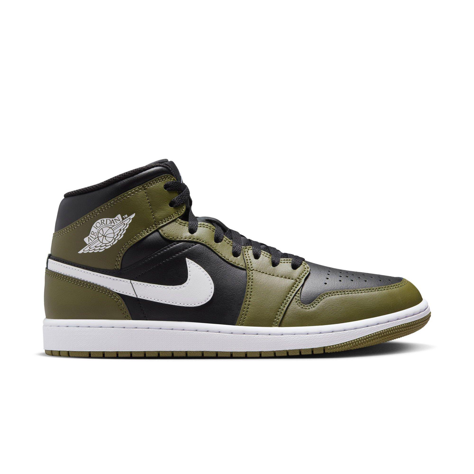 Jordan 1 Mid "Black/White/Medium Olive/Sail" Men's Shoe - BLACK/OLIVE Thumbnail View 1