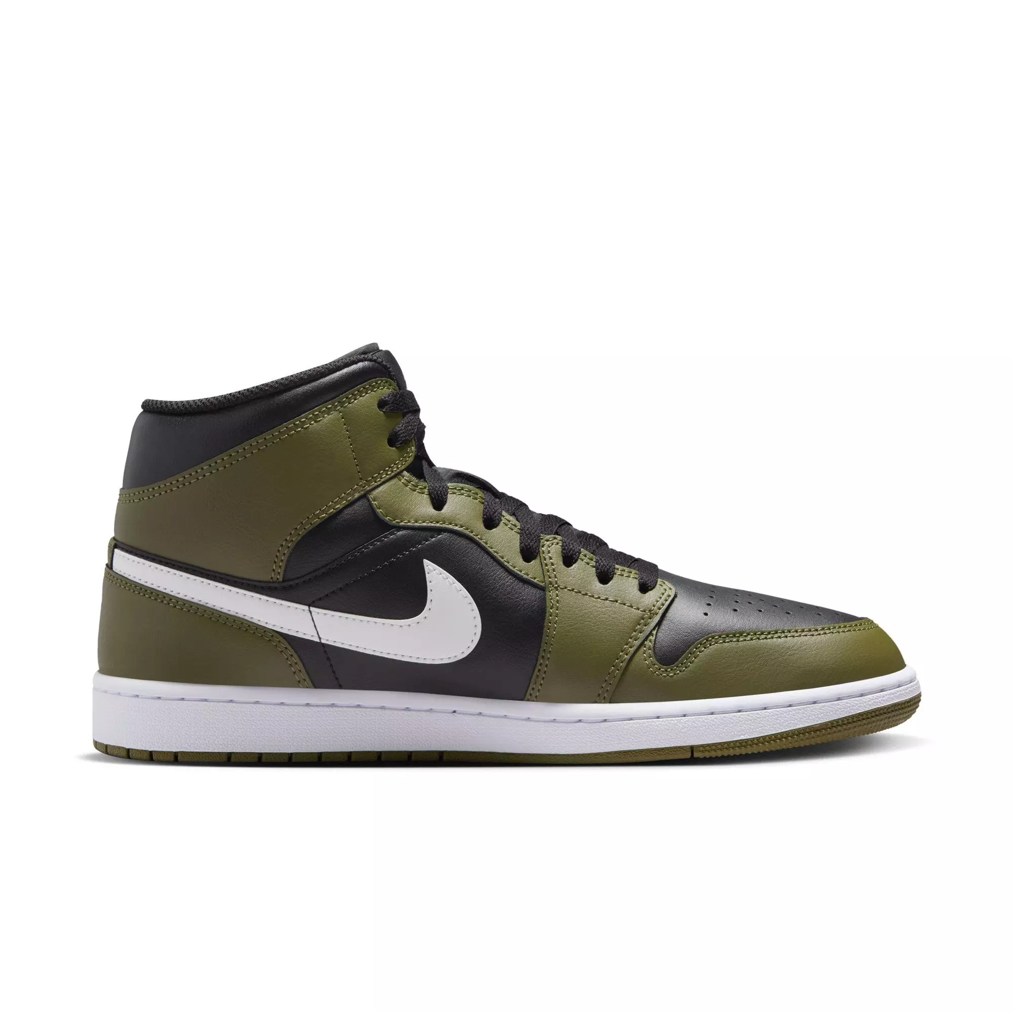 Jordan 1 Mid "Black/White/Medium Olive/Sail" Men's Shoe - BLACK/OLIVE