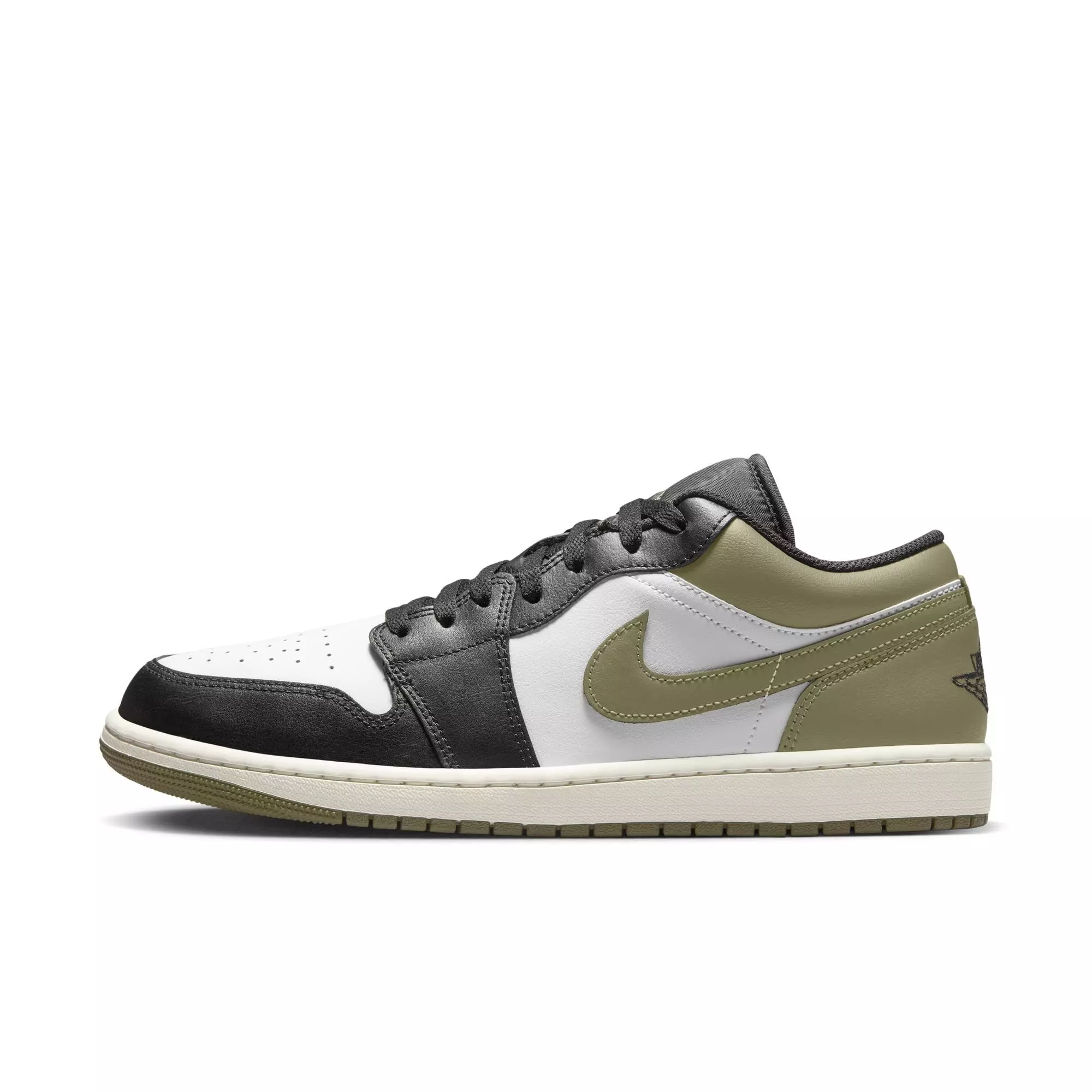 Jordan 1 Low "Black/White/Medium Olive" Men's Shoe - BLACK/WHITE/GREEN