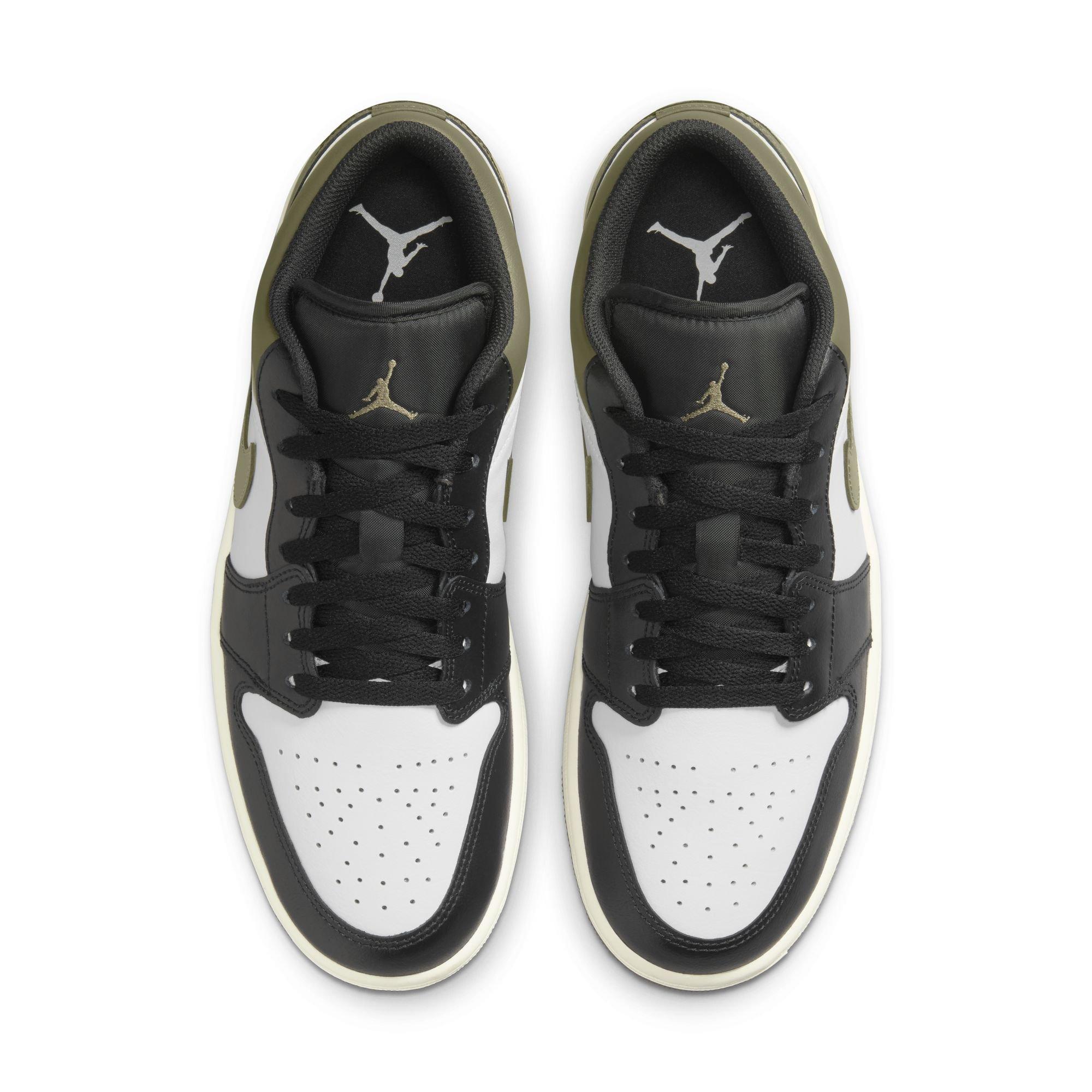 Jordan 1 Low "Black/White/Medium Olive" Men's Shoe - BLACK/WHITE/GREEN Thumbnail View 6