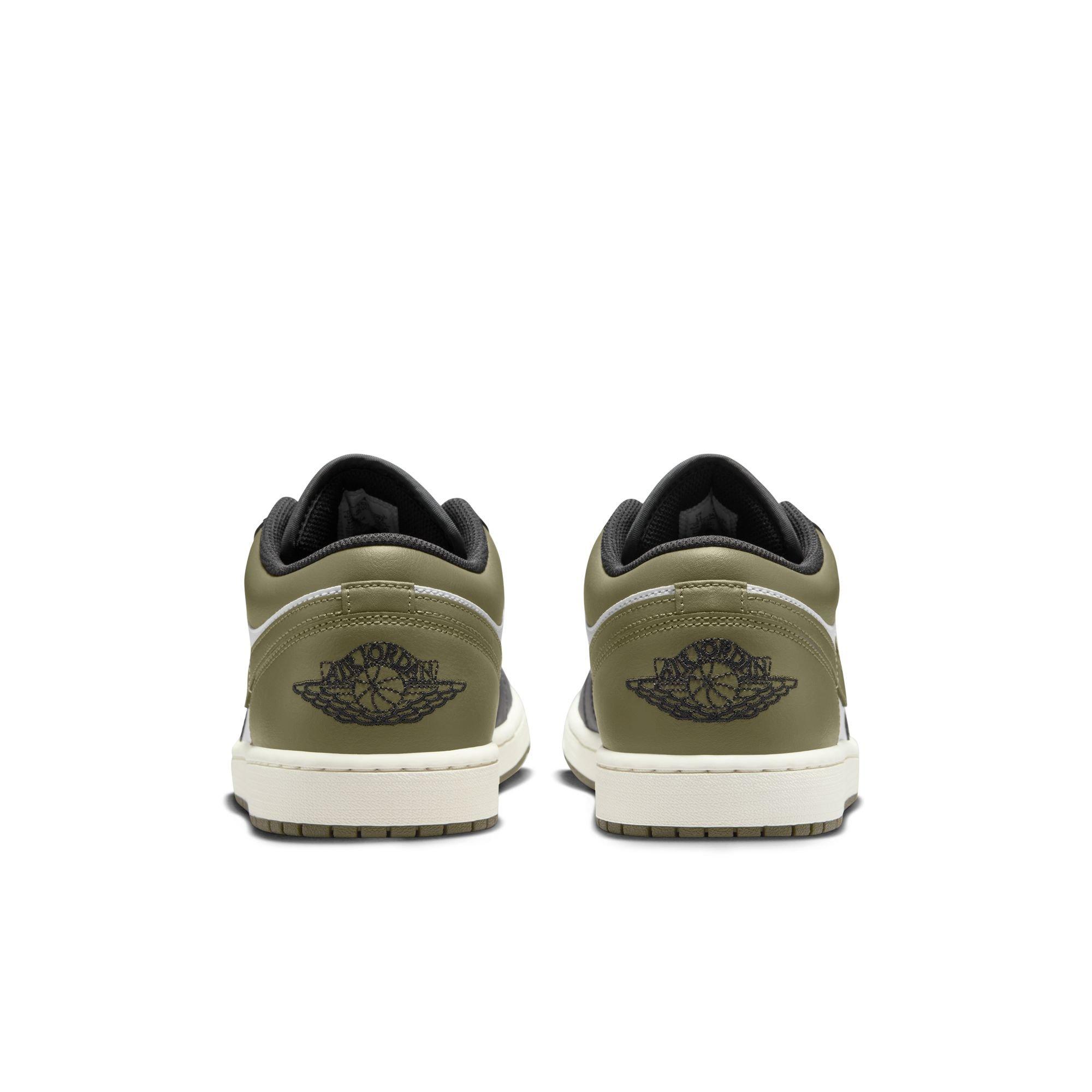 Jordan 1 Low "Black/White/Medium Olive" Men's Shoe - BLACK/WHITE/GREEN Thumbnail View 7