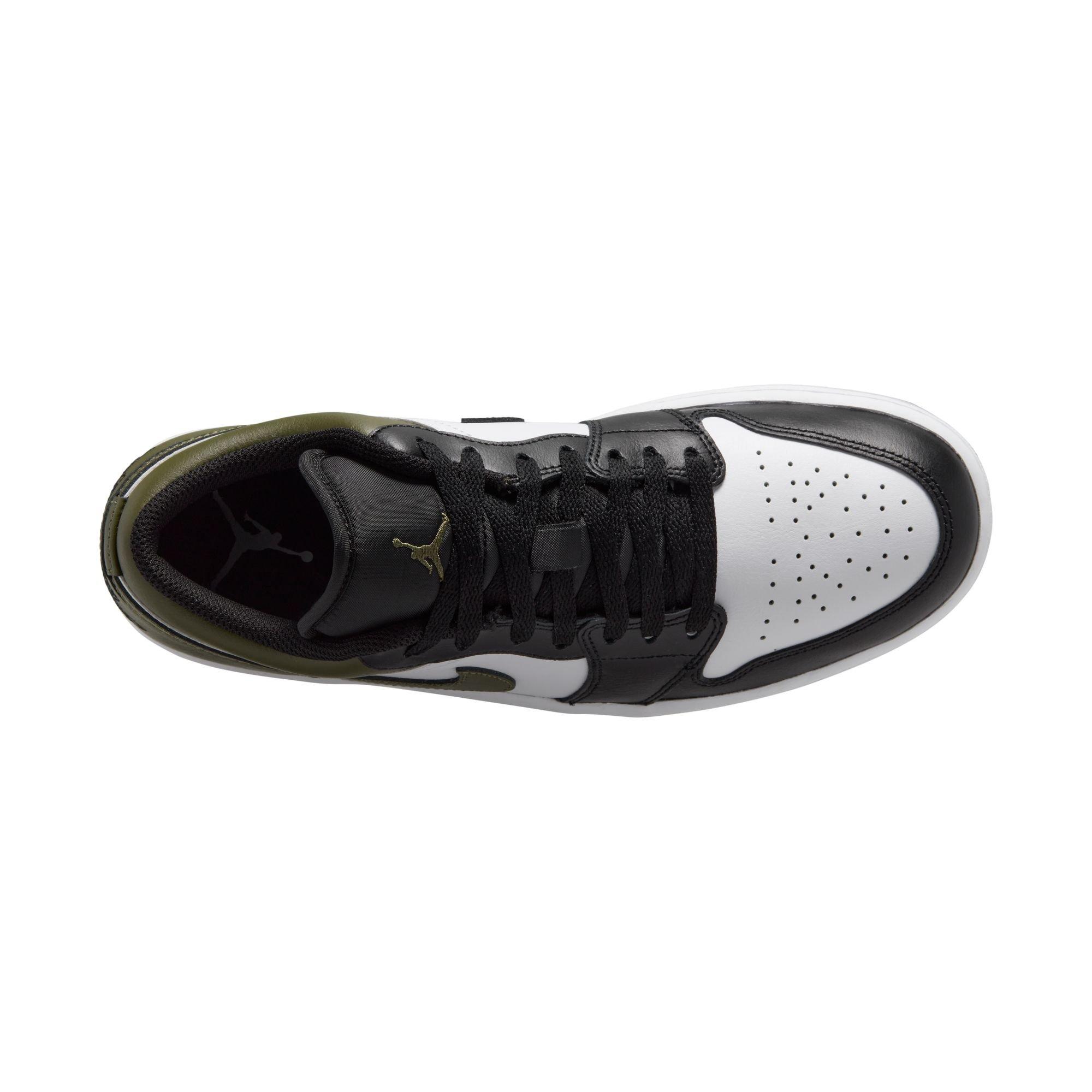 Jordan 1 Low "Black/White/Medium Olive" Men's Shoe - BLACK/WHITE/GREEN Thumbnail View 8