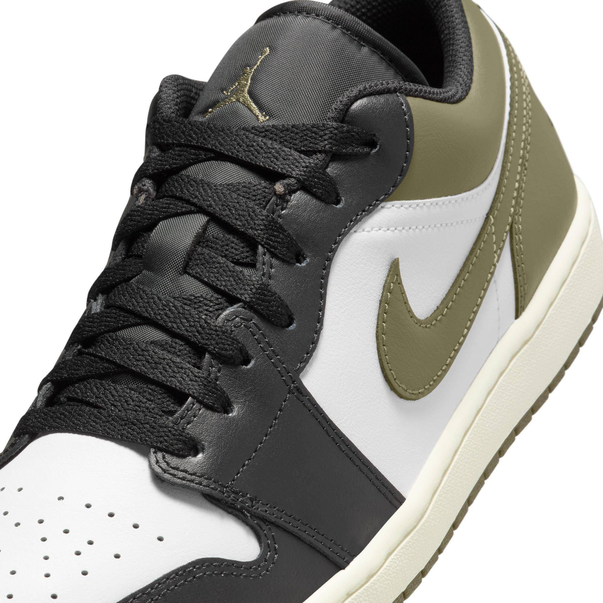 Jordan 1 Low "Black/White/Medium Olive" Men's Shoe - BLACK/WHITE/GREEN Thumbnail View 10