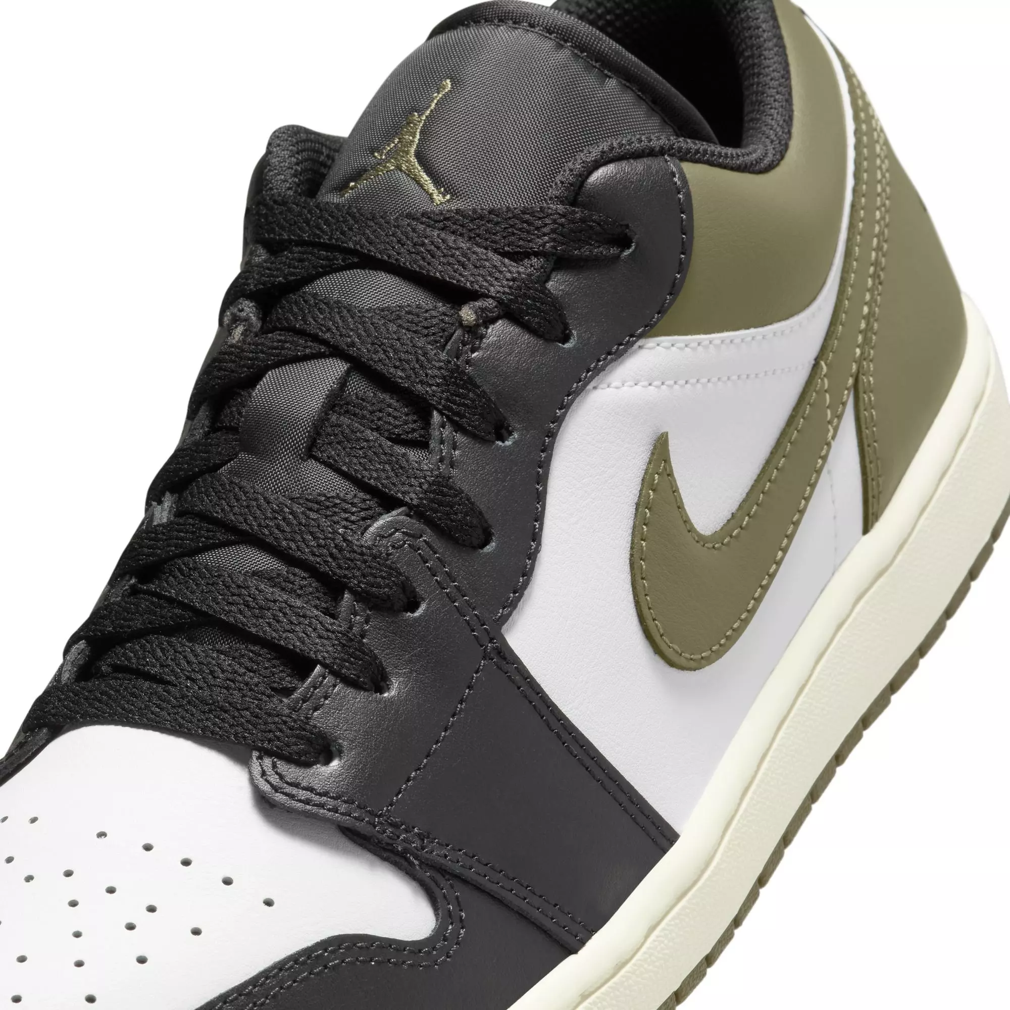 Jordan 1 Low "Black/White/Medium Olive" Men's Shoe - BLACK/WHITE/GREEN
