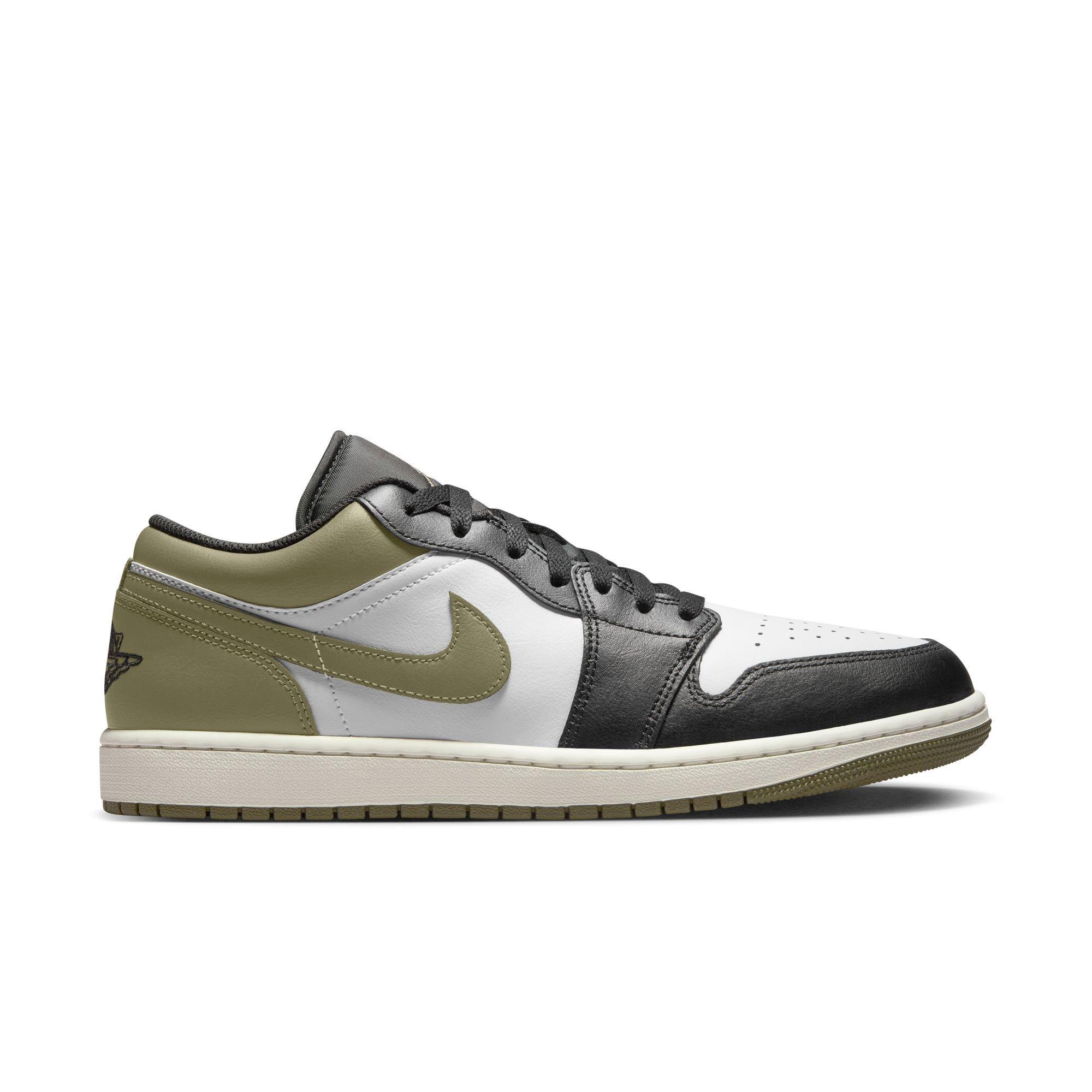 Jordan 1 Low "Black/White/Medium Olive" Men's Shoe - BLACK/WHITE/GREEN Thumbnail View 1