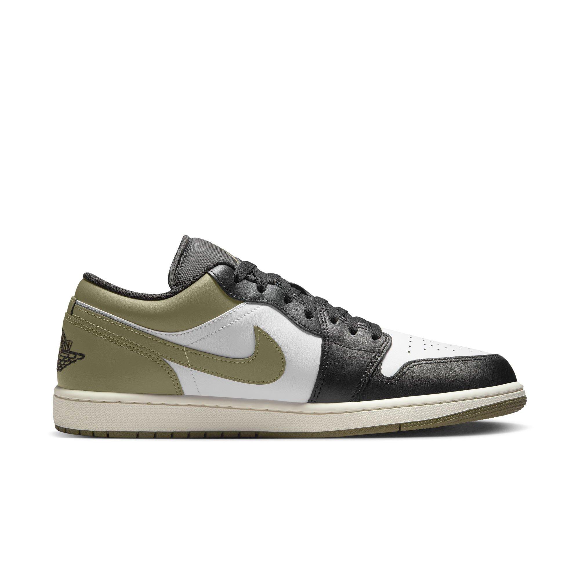 Jordan 1 Low "Black/White/Medium Olive" Men's Shoe - BLACK/WHITE/GREEN Thumbnail View 2
