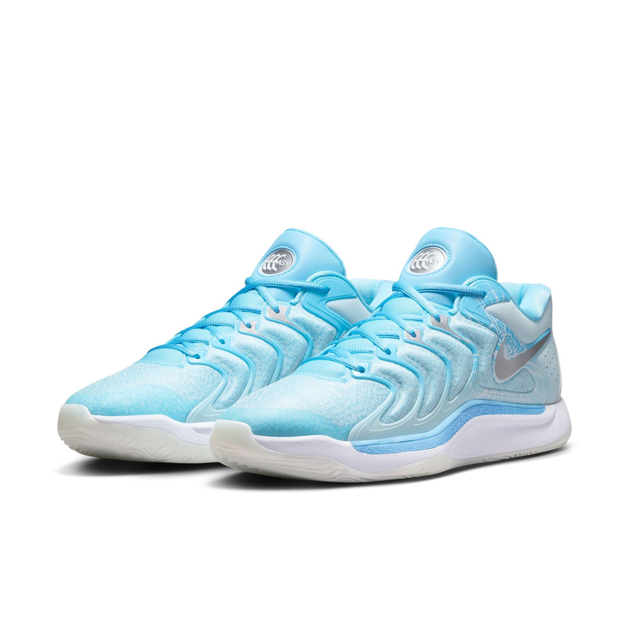 Nike KD17 "Christmas" Men's Basketball Shoe - AQUARIUS BLUE/METALLIC SILVER Thumbnail View 3