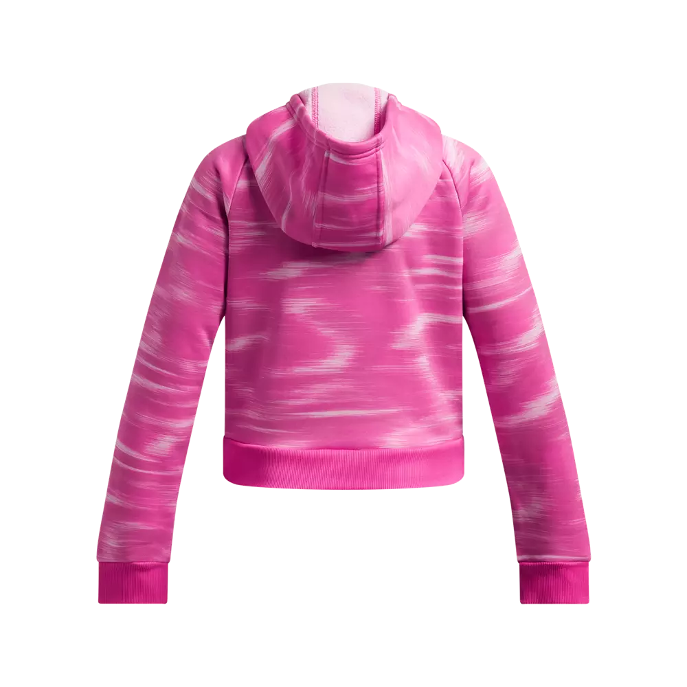 Under Armour Big Girls' Armour Fleece Pro Print Pullover Hoodie - PINK/WHITE