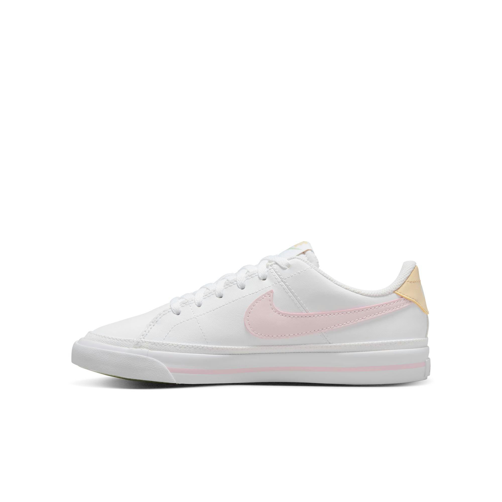 Nike Court Legacy "White/Pink Foam/Sesame/Honeydew" Grade School Girls' Shoe - WHITE/PINK Thumbnail View 3