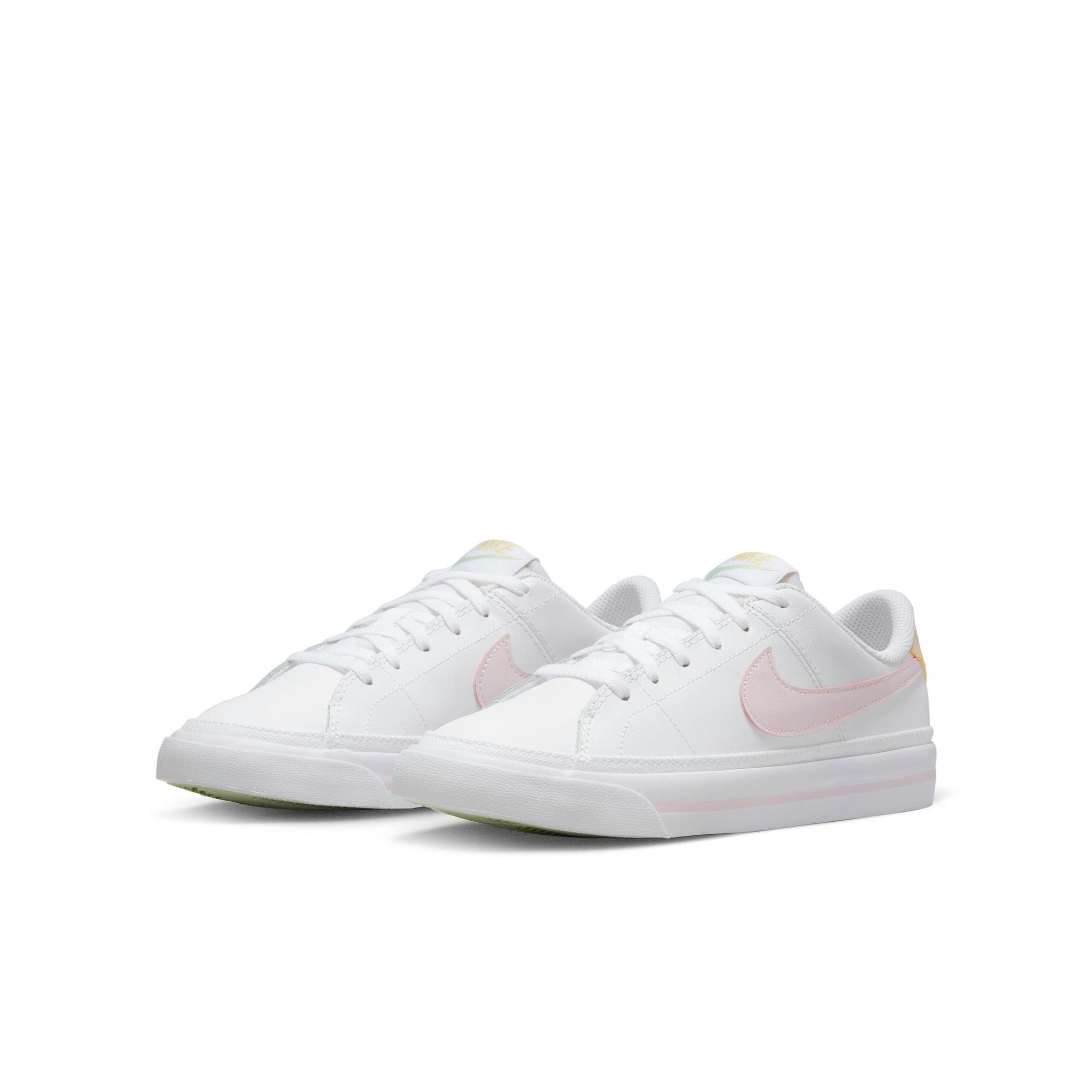 Nike Court Legacy "White/Pink Foam/Sesame/Honeydew" Grade School Girls' Shoe - WHITE/PINK Thumbnail View 4